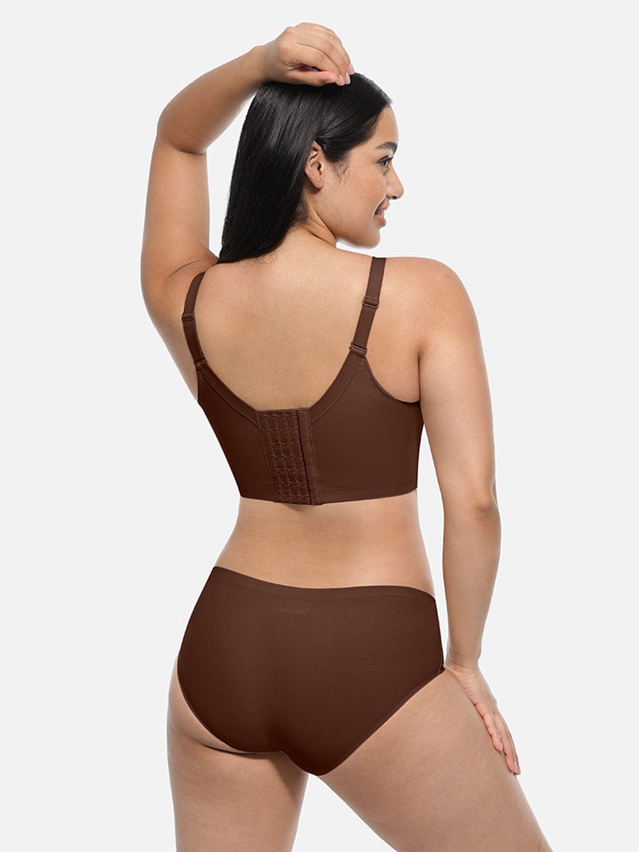 Brown Underwire Push-Up Full Coverage Back-Smoothing Bra