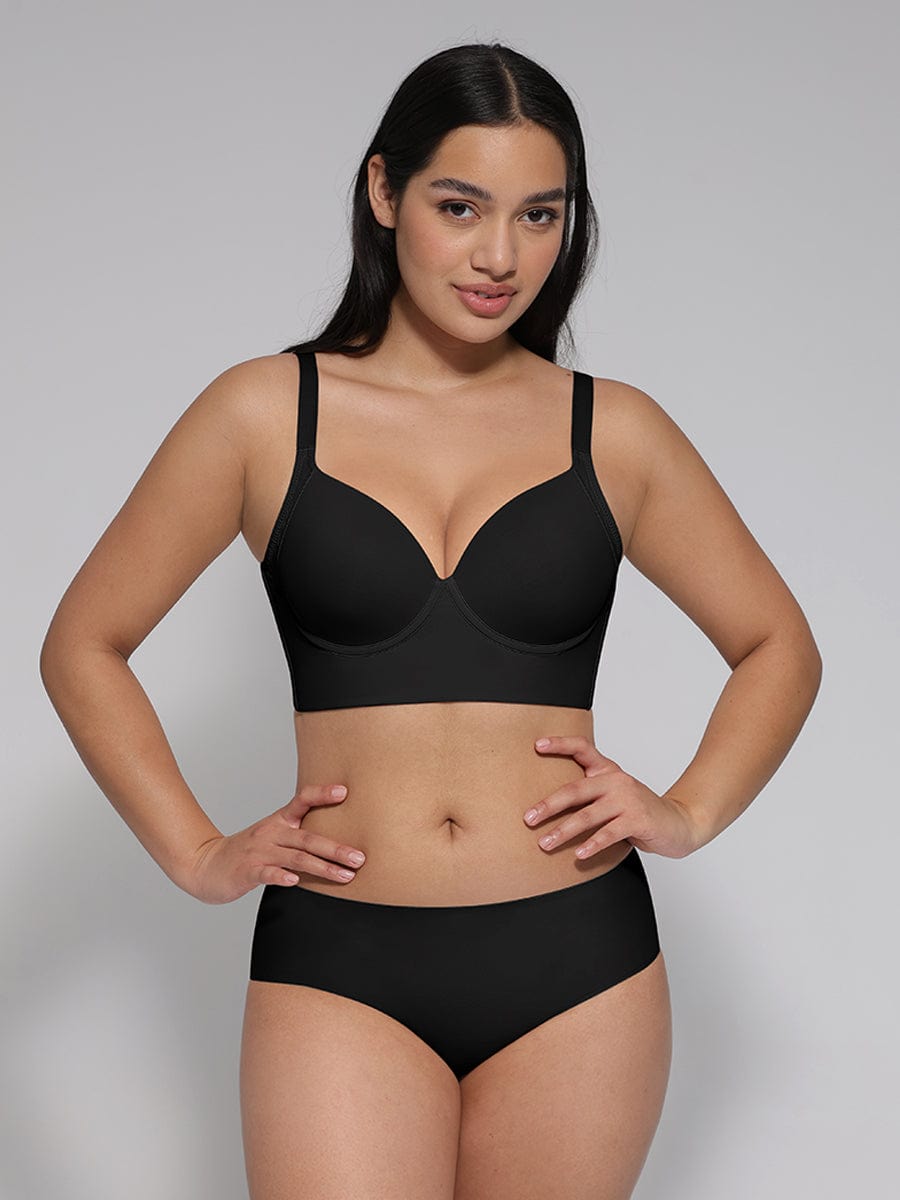 Black Sculpting Push-Up Bra - Full Coverage & Fat Smoothing