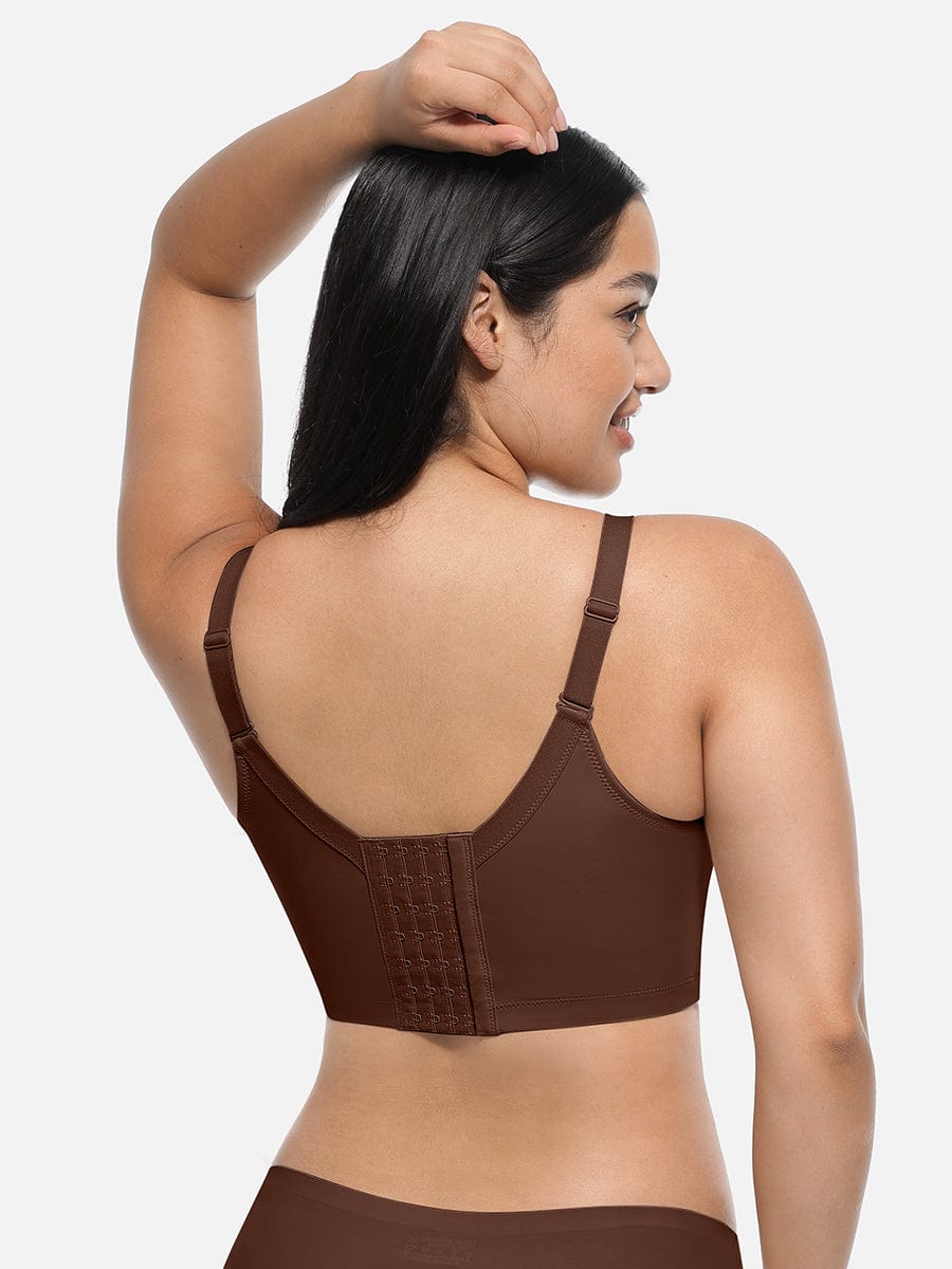 Brown Underwire Push-Up Full Coverage Back-Smoothing Bra
