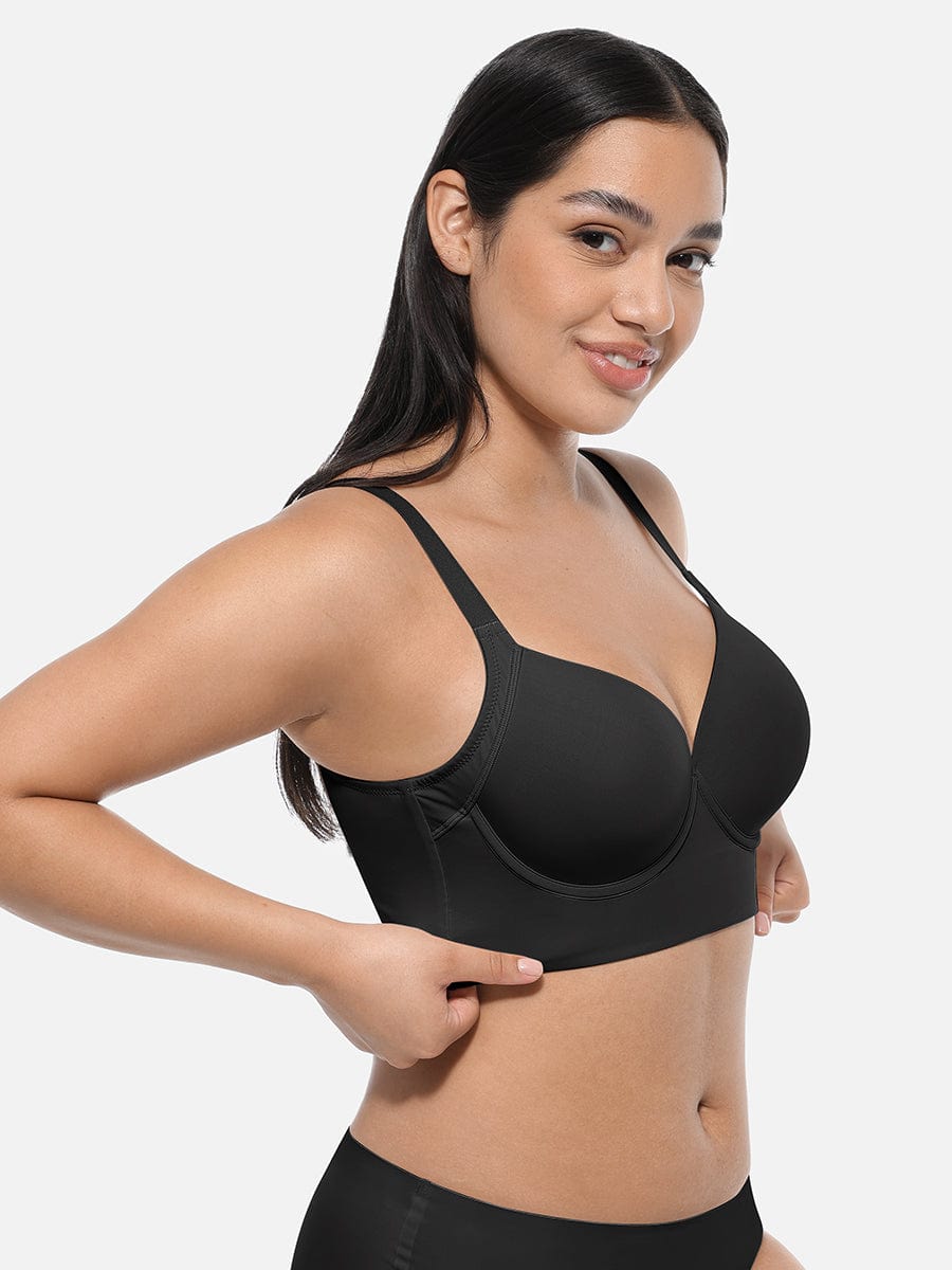 Black Sculpting Push-Up Bra - Full Coverage & Fat Smoothing