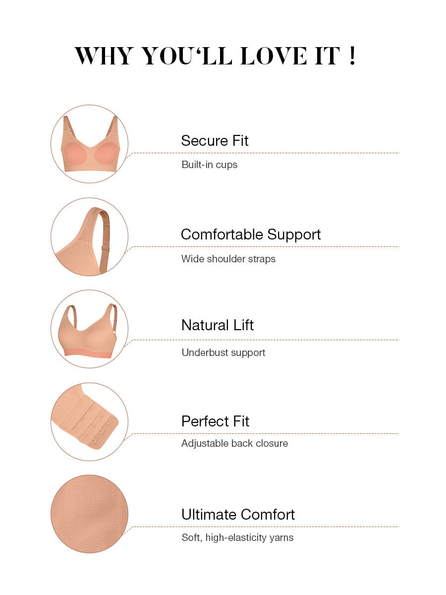 Wireless Seamless Support Bra with Adjustable Straps