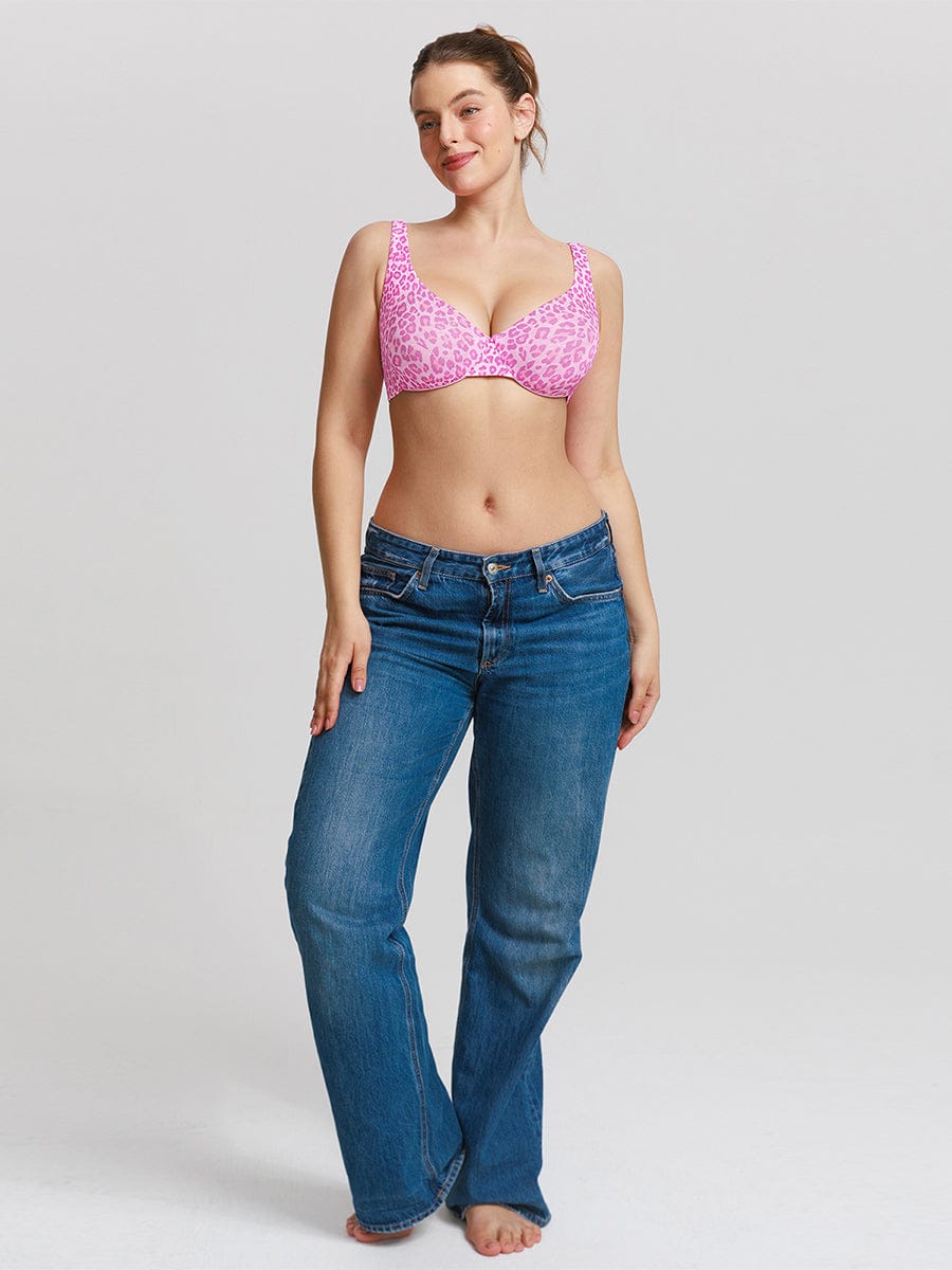 Unpadded Underwired Deep V-Neck Side Support Bra for Ultimate Comfort