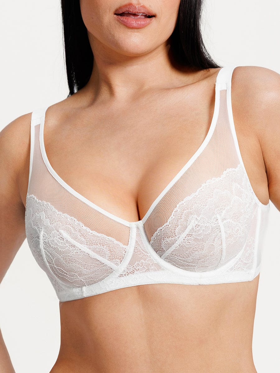 Full Coverage Lace Minimizer Bra with Seamless Back Support