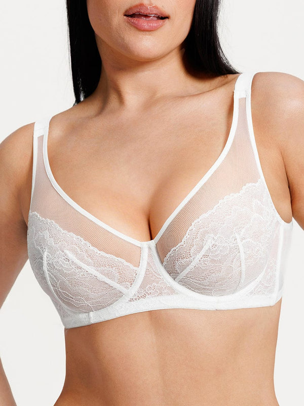 Full Coverage Lace Minimizer Bra with Seamless Back Support