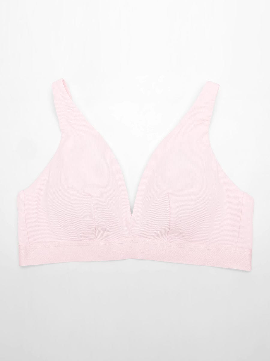 Deep V Neck Ribbed Modal Bralette with Removable Pads for Everyday Comfort