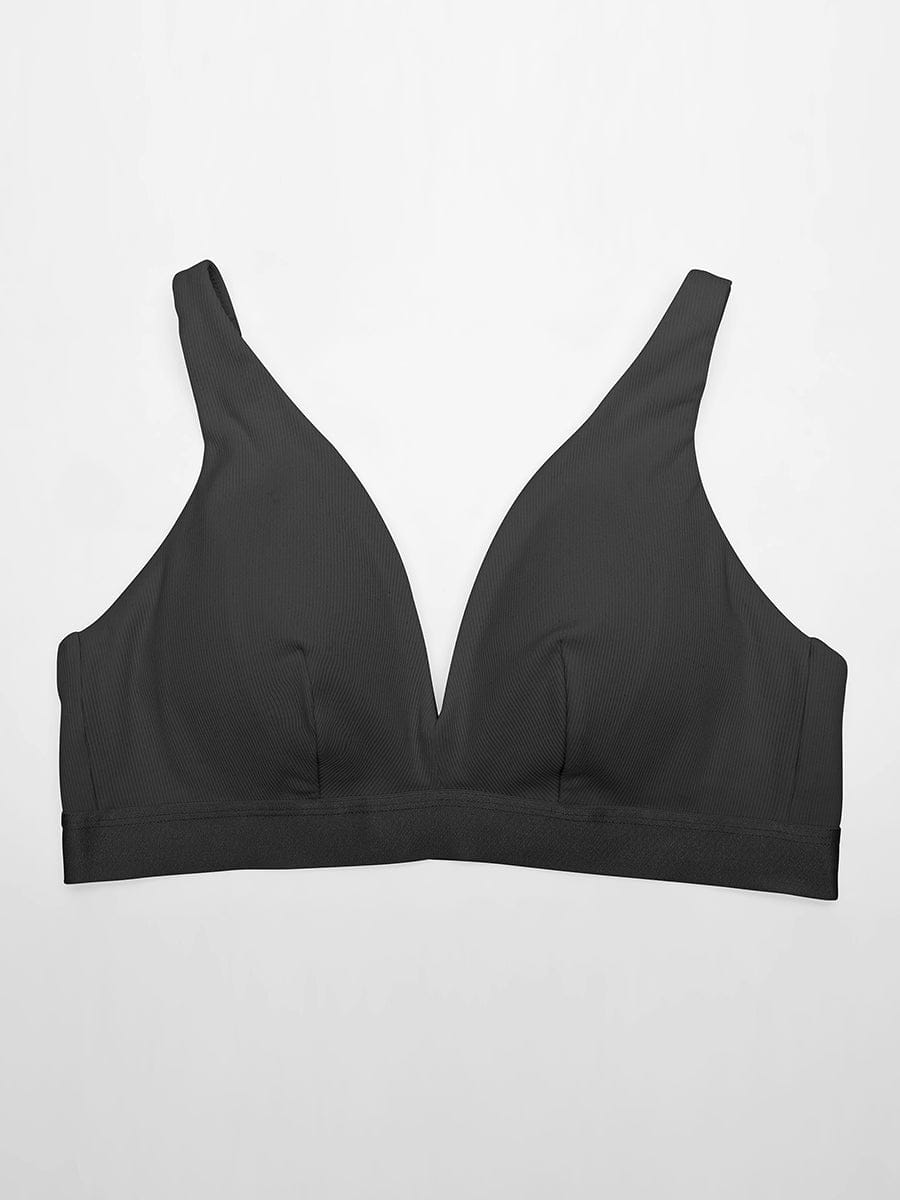 Deep V Neck Ribbed Modal Bralette with Removable Pads for Everyday Comfort