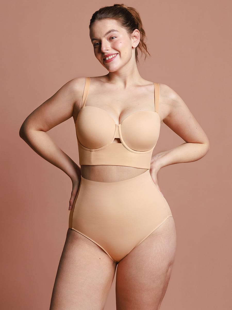 Strapless Half Cup Underwire Bra with Wide Back Support