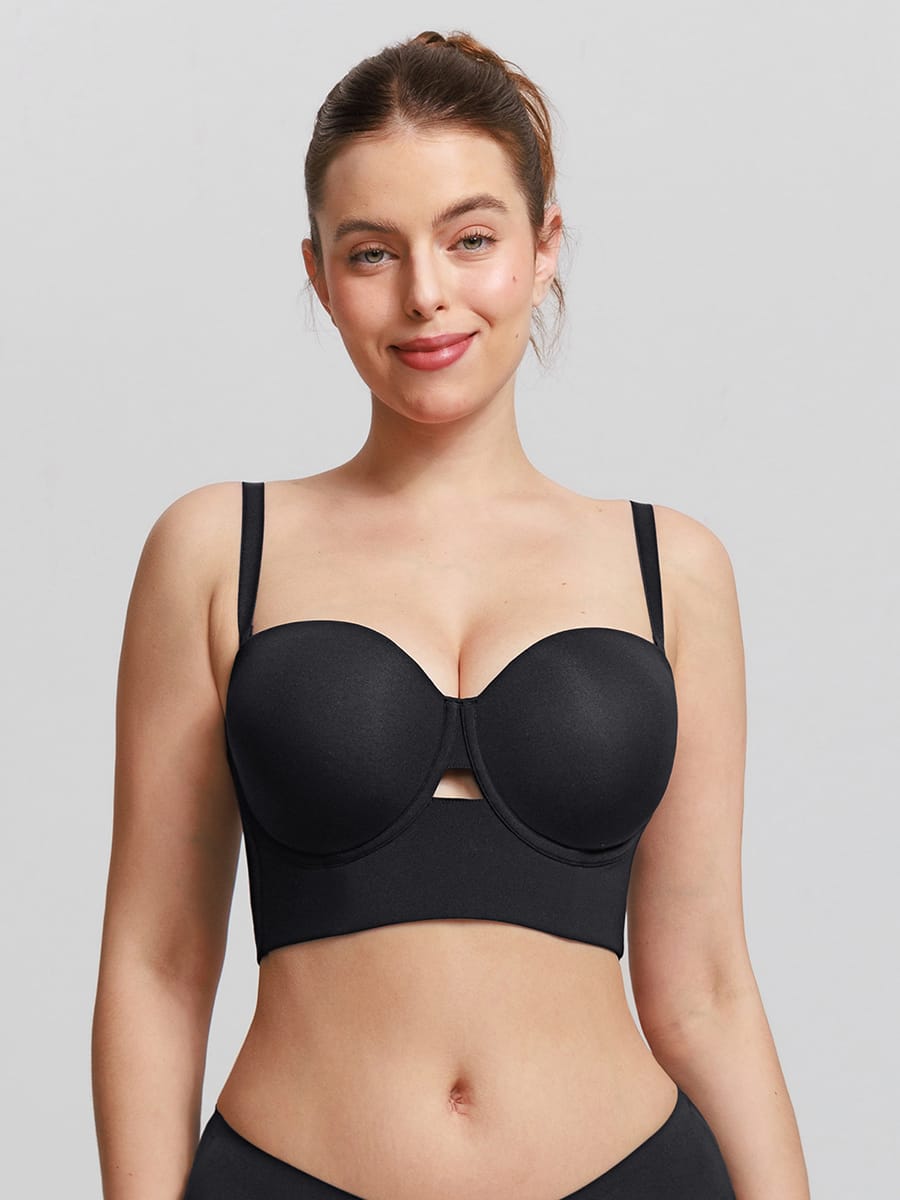Strapless Half Cup Underwire Bra with Wide Back Support