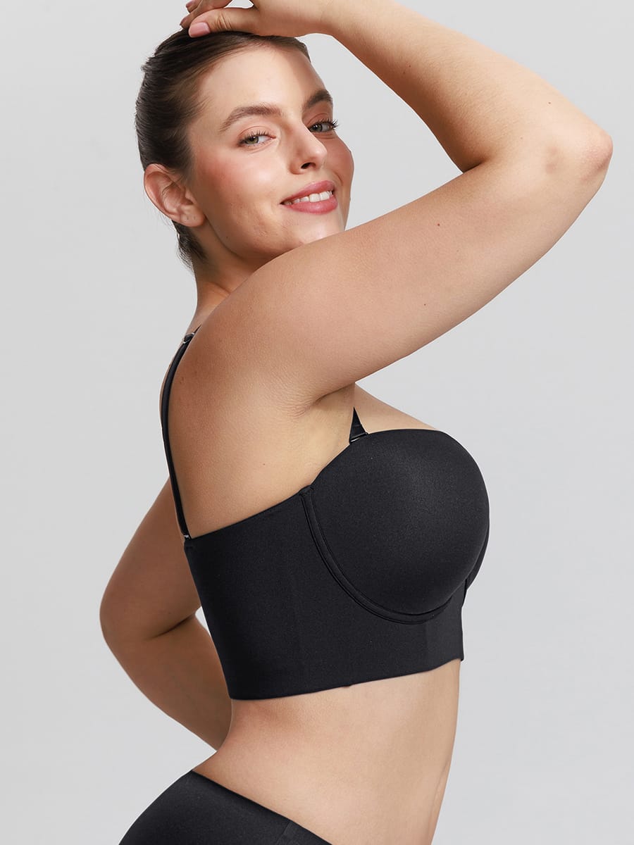 Strapless Half Cup Underwire Bra with Wide Back Support
