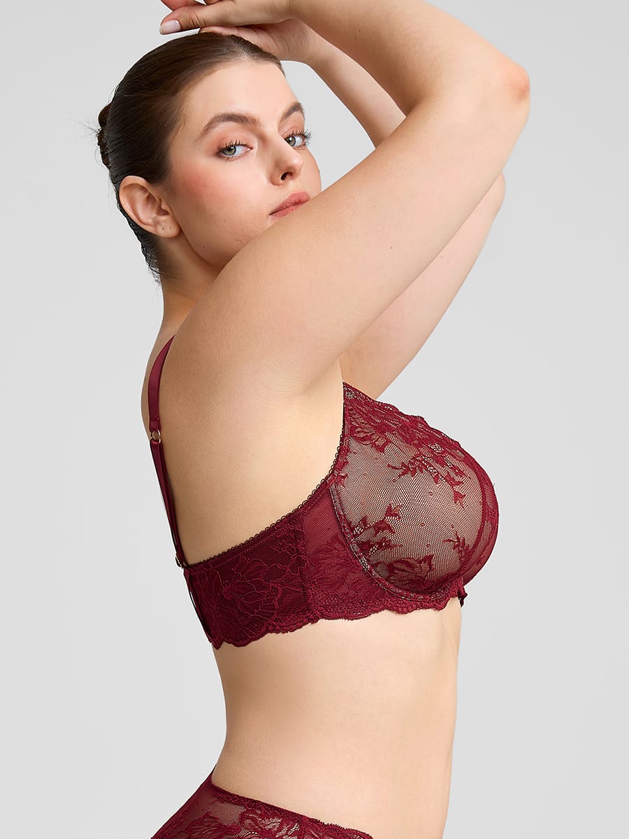 Ethereal Floral Lace Mesh Bra with Underwire Support