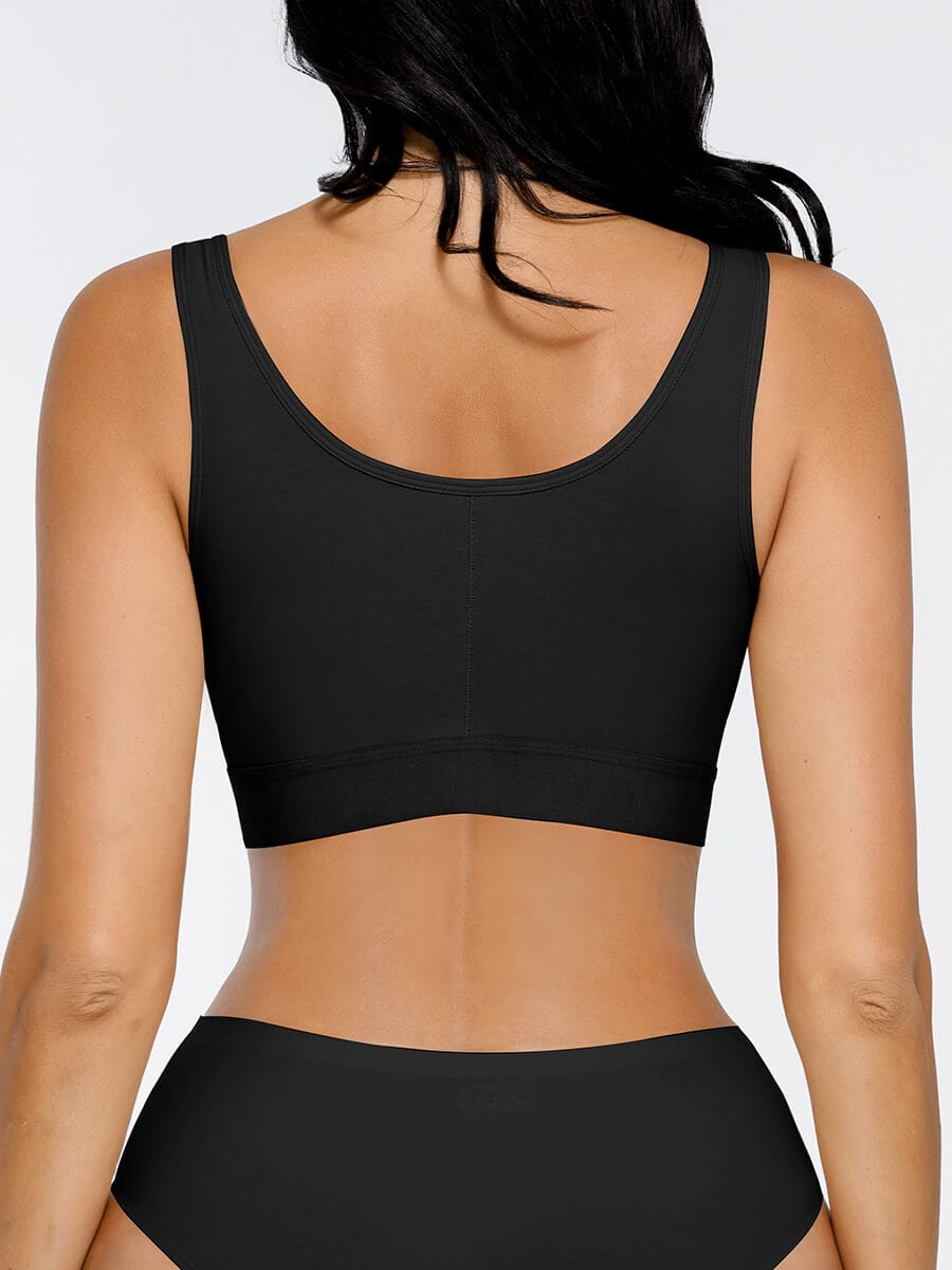 Adjustable Post-Surgery Bra with Front Closure and Triple Hooks
