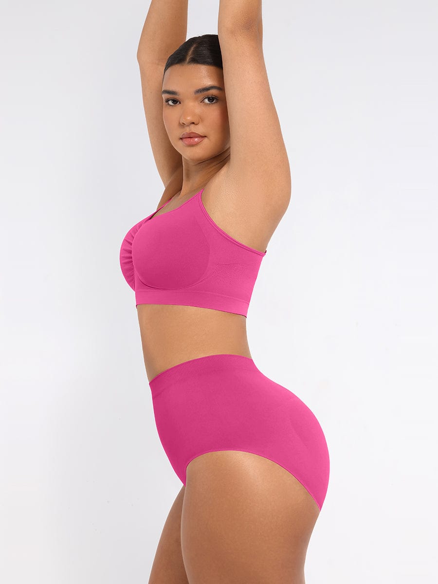 Seamless Mid-Waist Tummy Control Briefs with Antibacterial Peach-Lift