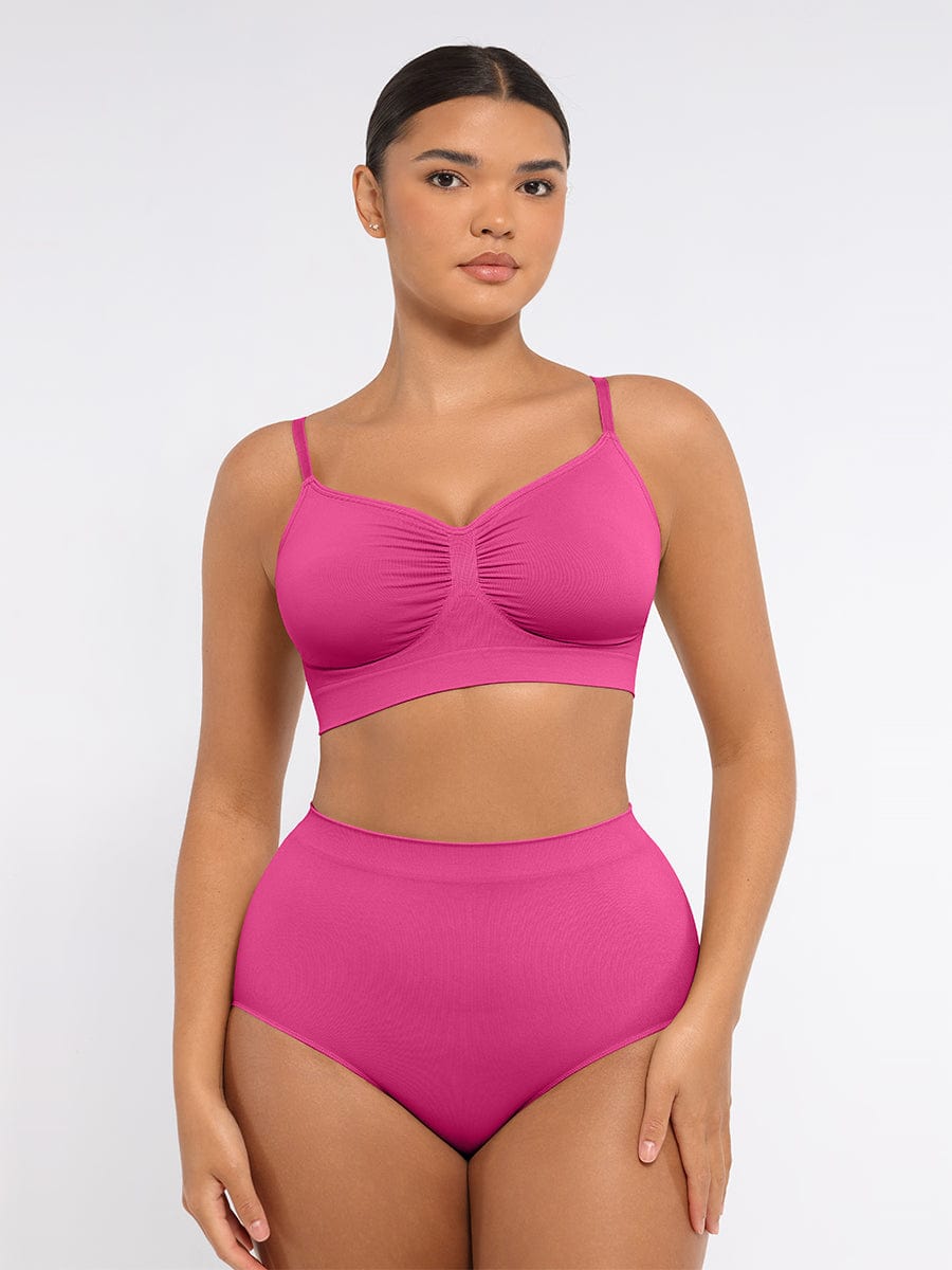 Seamless Mid-Waist Tummy Control Briefs with Antibacterial Peach-Lift