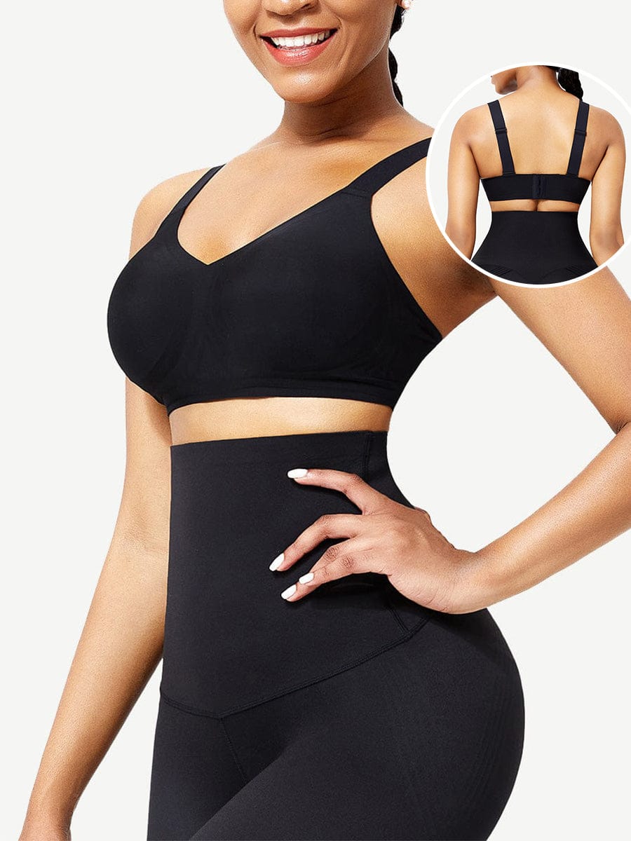 Black Seamless Shapewear Bra with Removable Pads