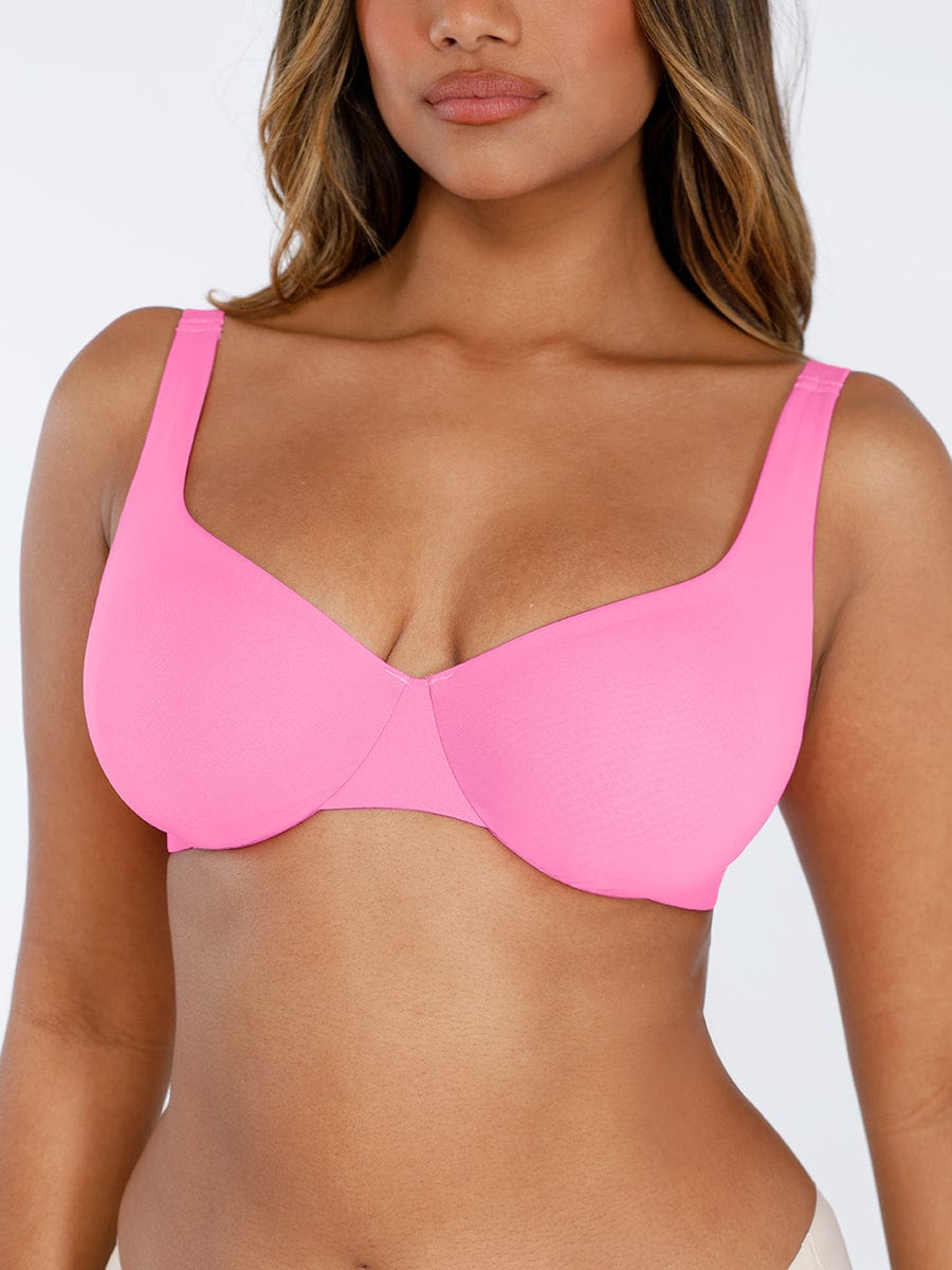 Unpadded Underwired Deep V-Neck Side Support Bra for Ultimate Comfort