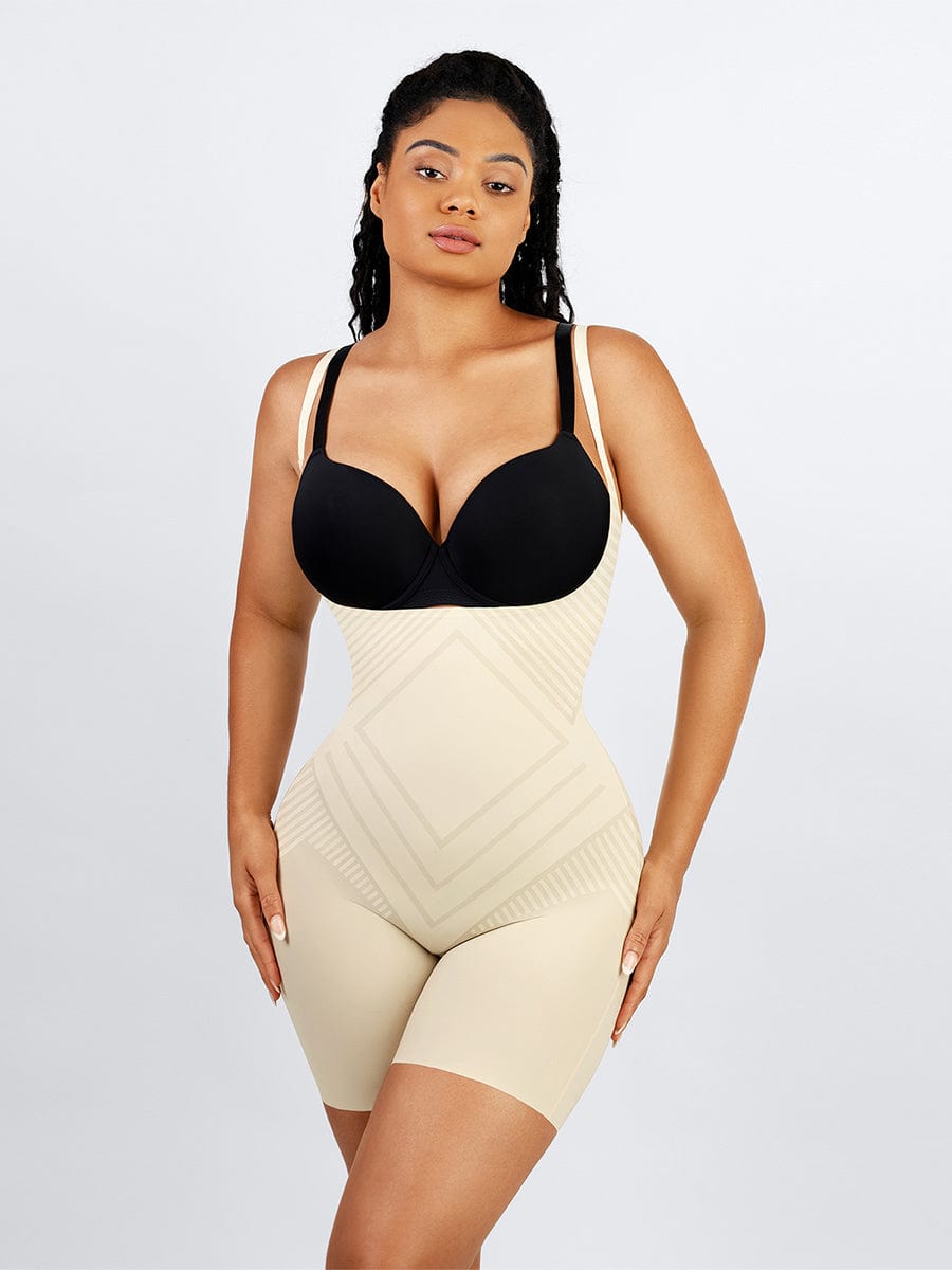 Liquid Spandex Open-Bust Mid-Thigh Shaping Boyshort