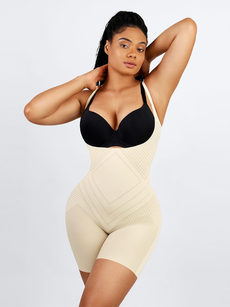 Liquid Spandex Open-Bust Mid-Thigh Shaping Boyshort