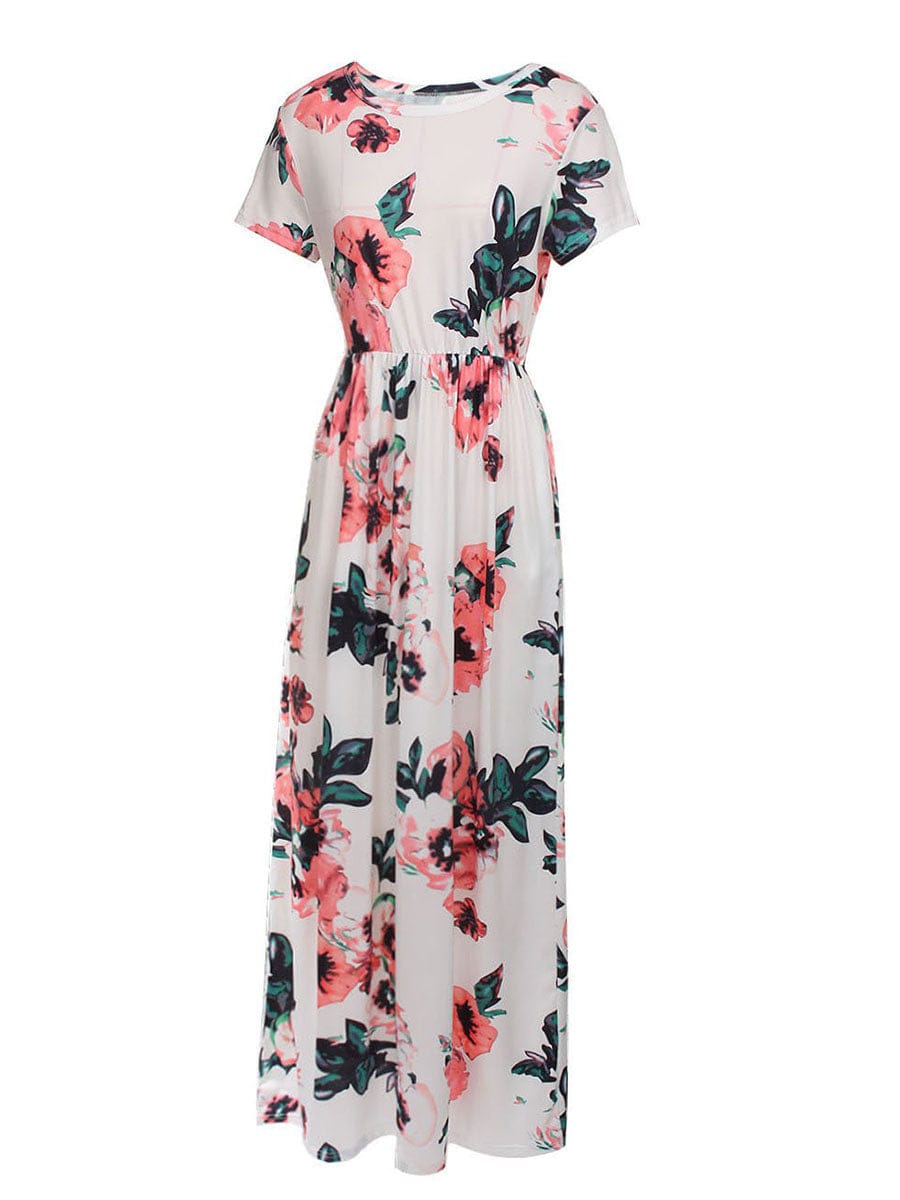 Elegant Floral Dream White Plus-Size Maxi Dress