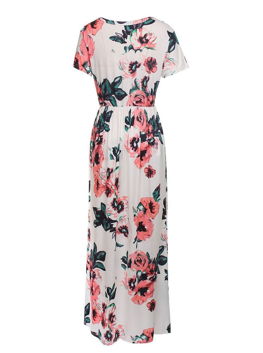 Elegant Floral Dream White Plus-Size Maxi Dress