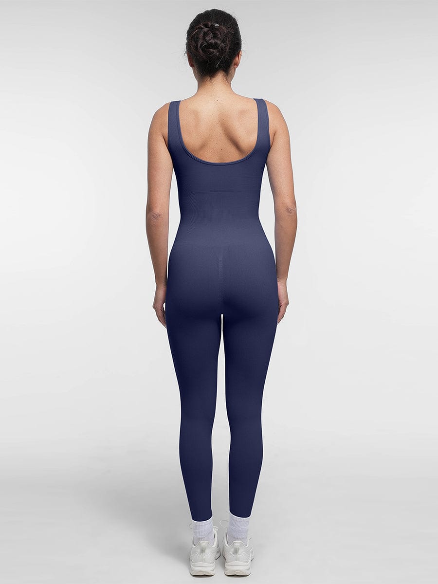Seamless Square Neck Shaping Jumpsuit with U-Back Design