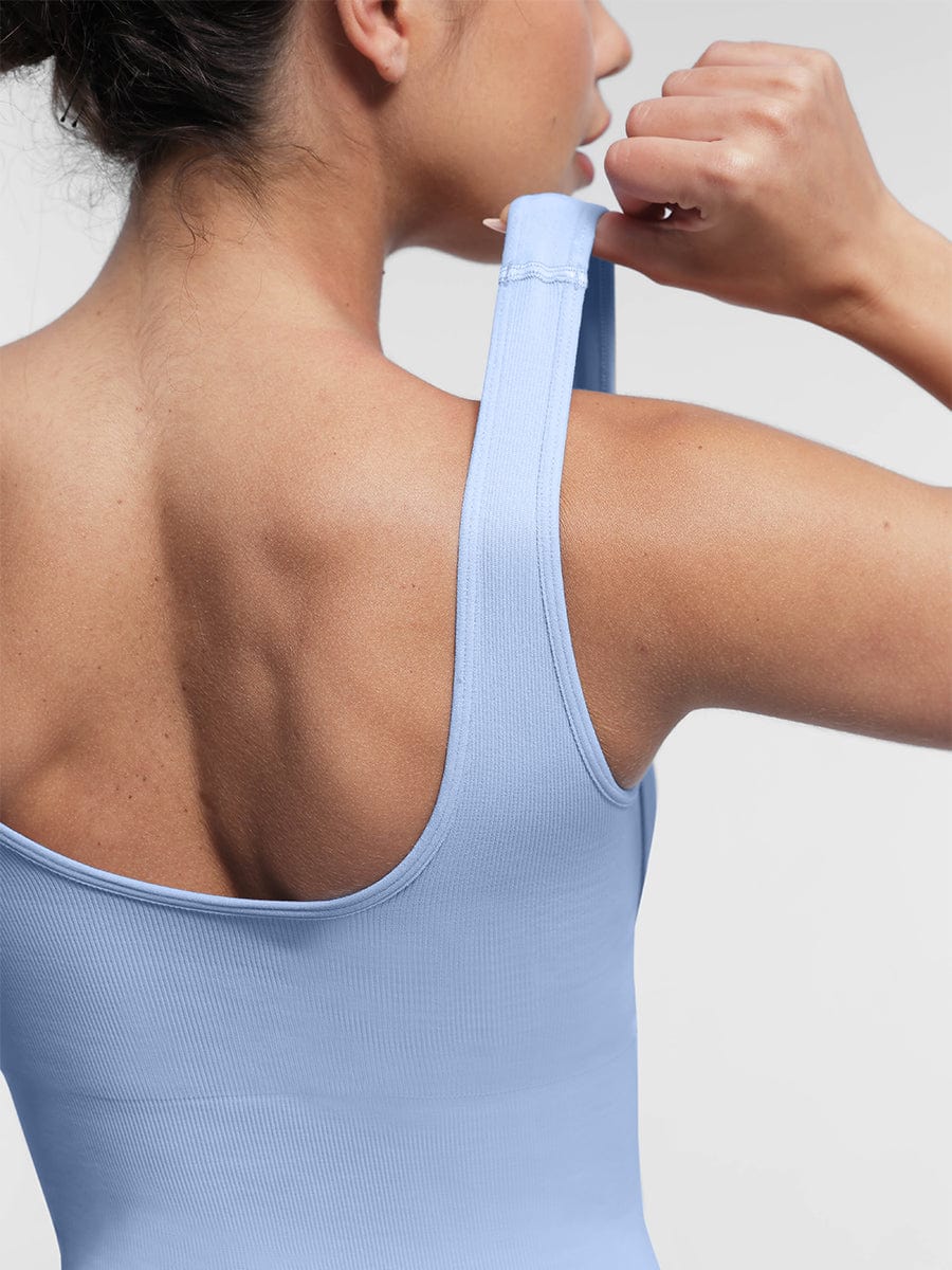 Seamless Square Neck Shaping Jumpsuit with U-Back Design