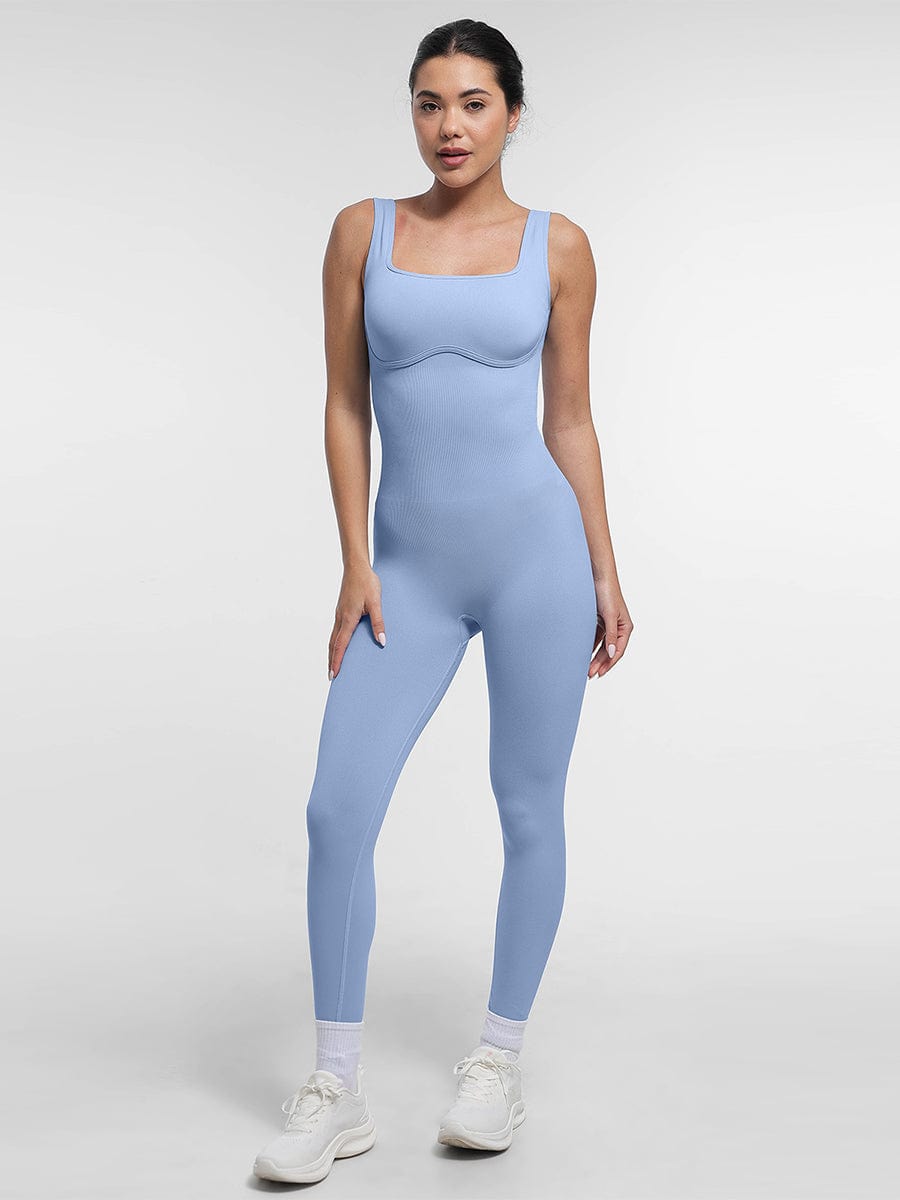 Seamless Square Neck Shaping Jumpsuit with U-Back Design