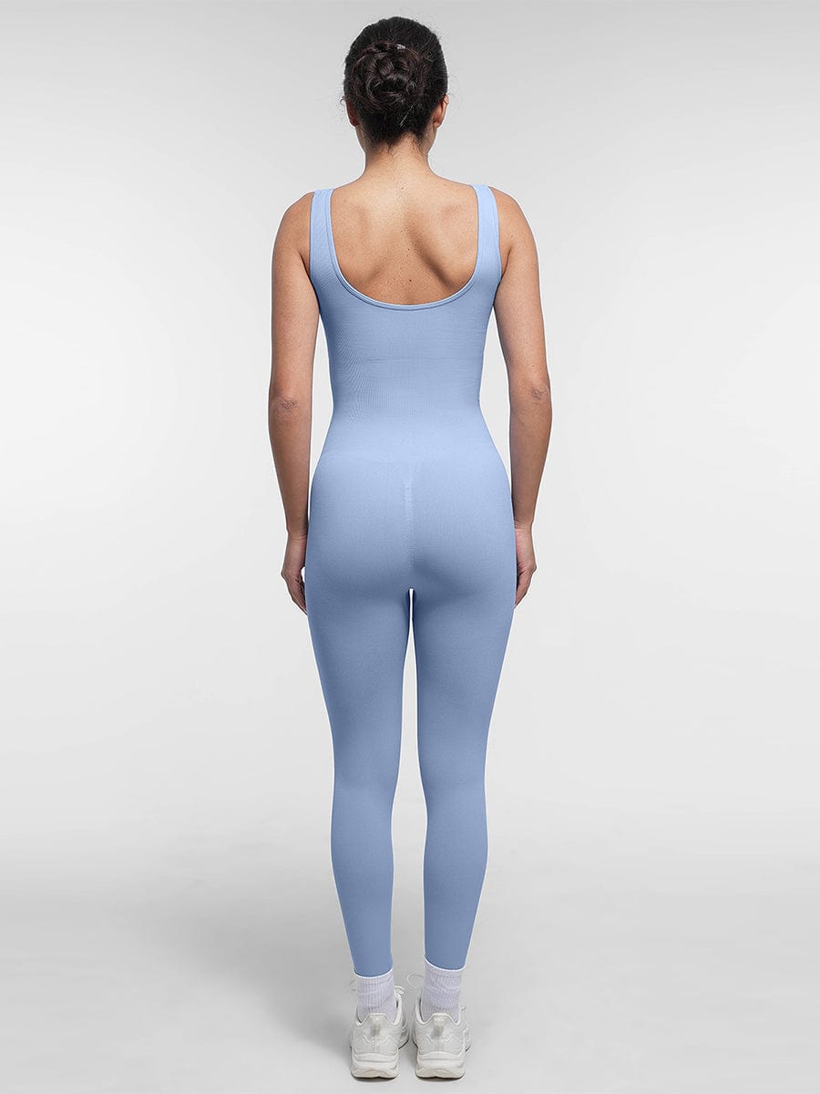 Seamless Square Neck Shaping Jumpsuit with U-Back Design