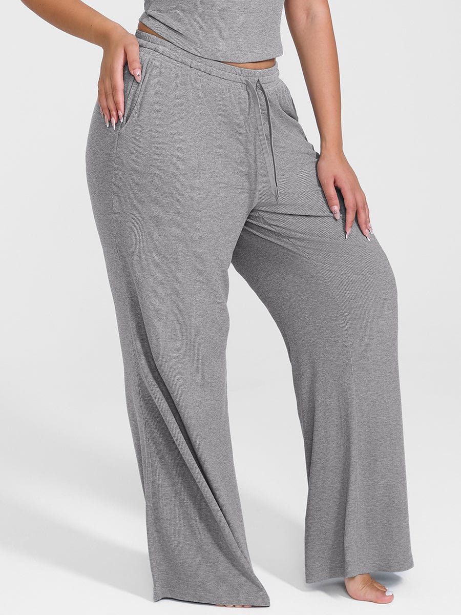 Breathable Ribbed Wide Leg Loungewear Pants