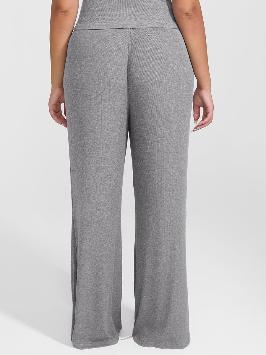 Breathable Ribbed Wide Leg Loungewear Pants