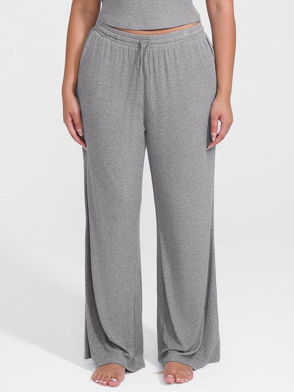 Breathable Ribbed Wide Leg Loungewear Pants