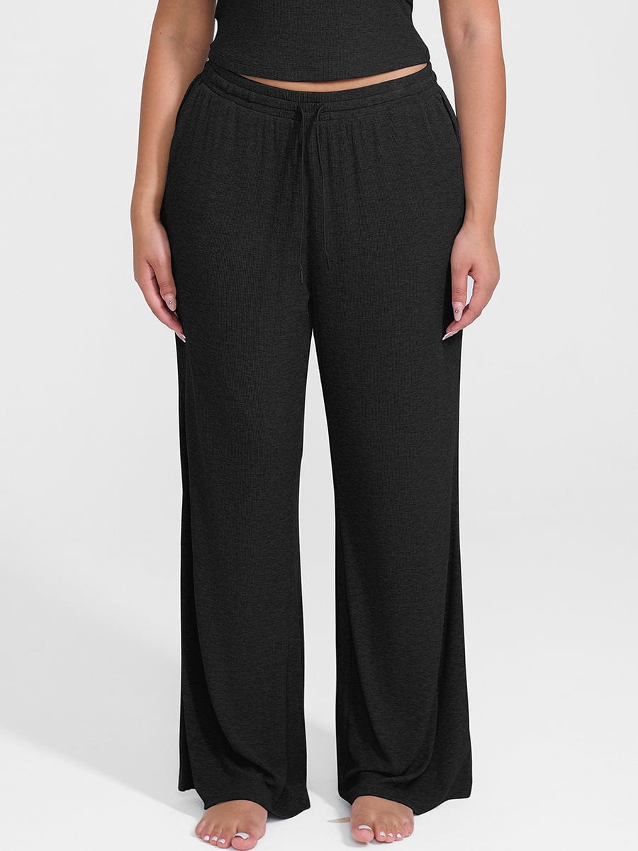 Breathable Ribbed Wide Leg Loungewear Pants