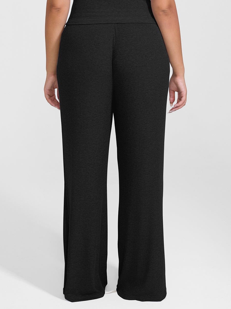 Breathable Ribbed Wide Leg Loungewear Pants