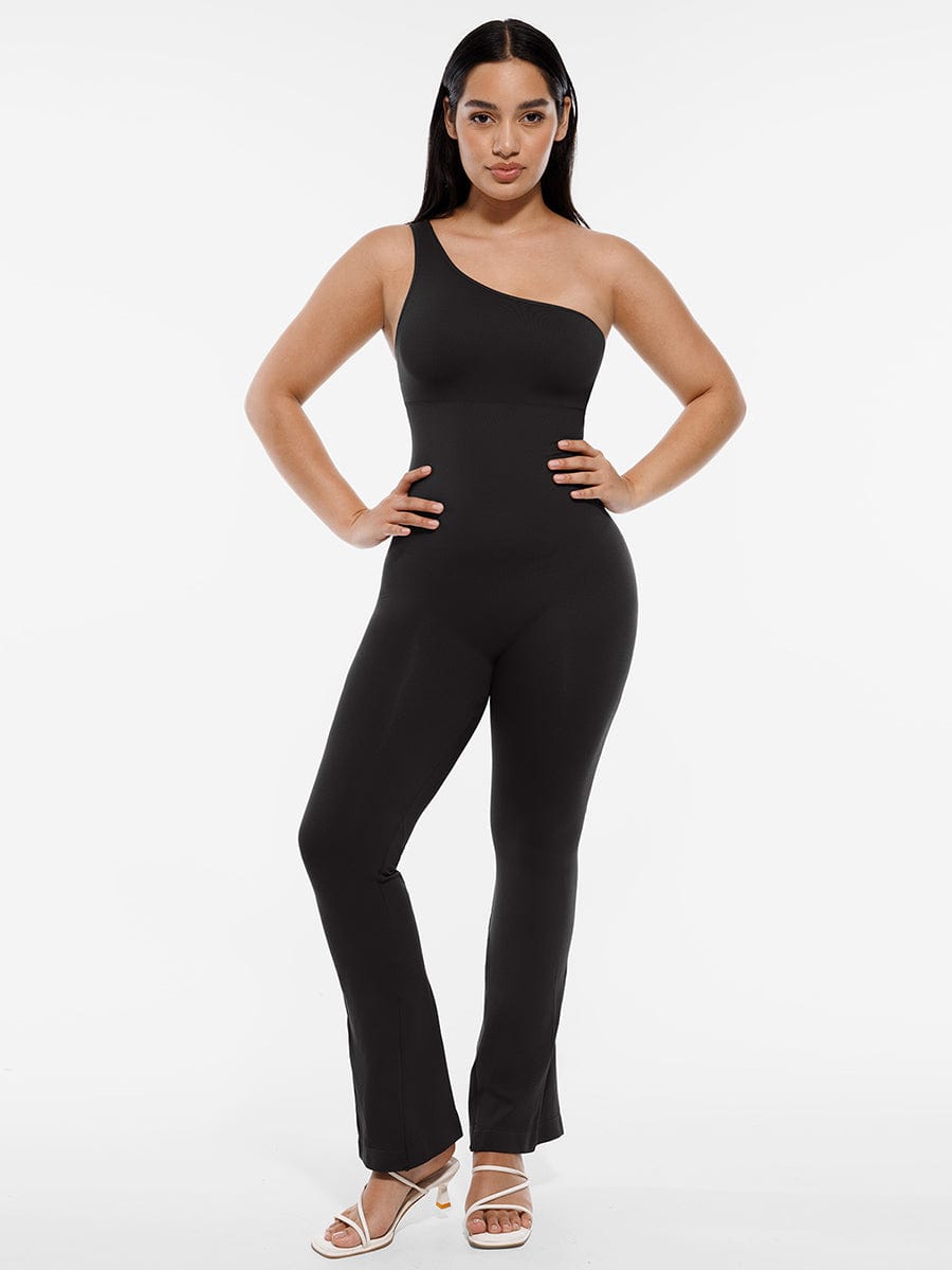 Elegant Seamless Shaping Jumpsuit with Flare Leg Design