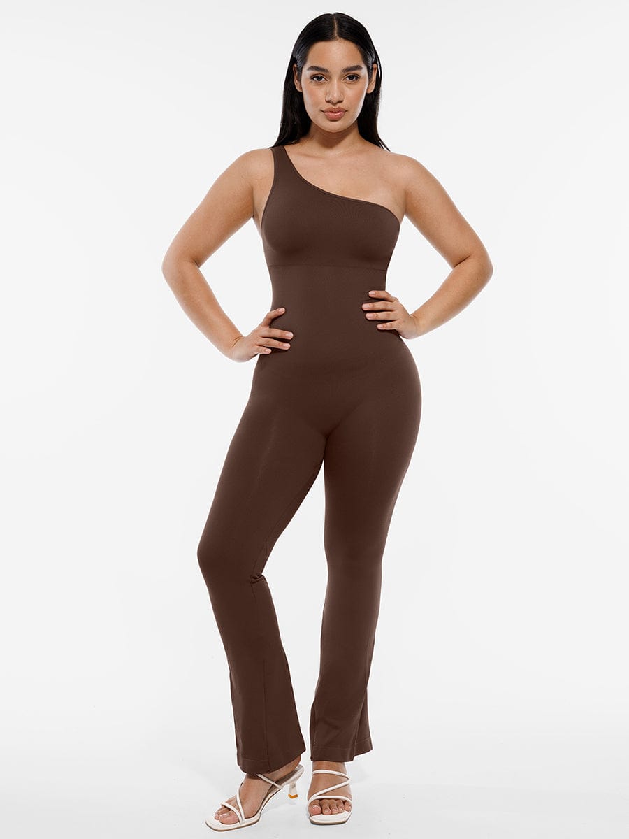 Elegant Seamless Shaping Jumpsuit with Flare Leg Design