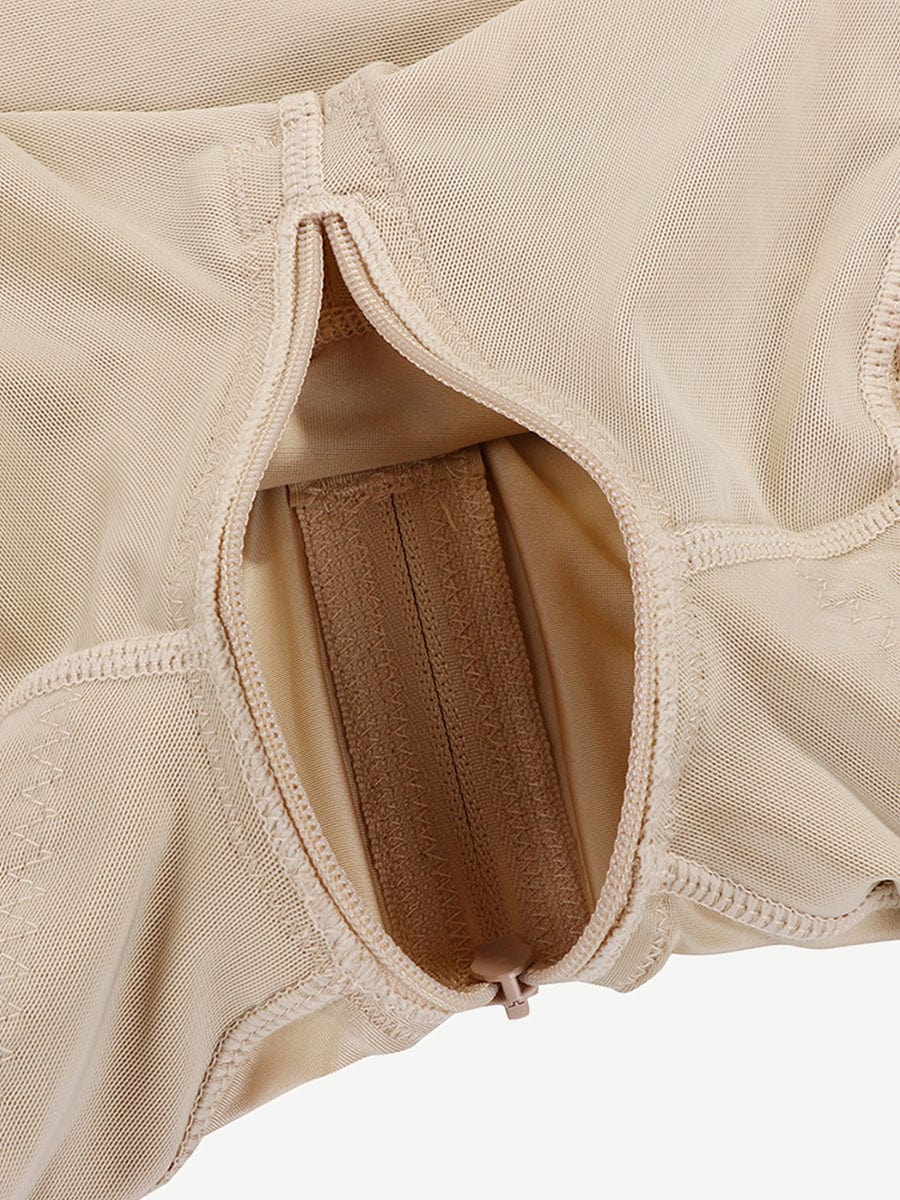Elegant Post-Op Body Shaper with Detachable Straps and Side Zipper