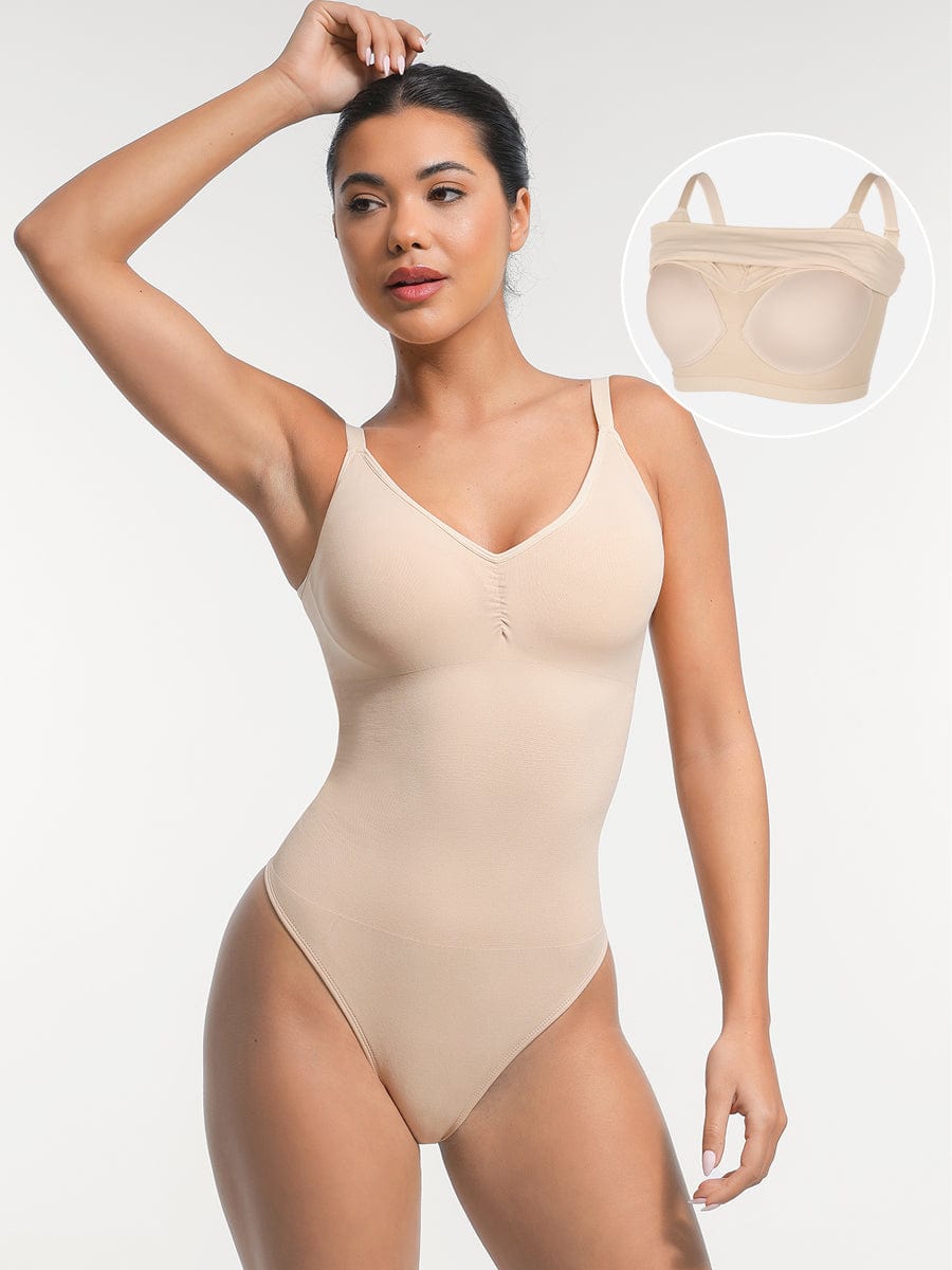Seamless Thong Bodysuit with Built-in Bra & Tummy Control