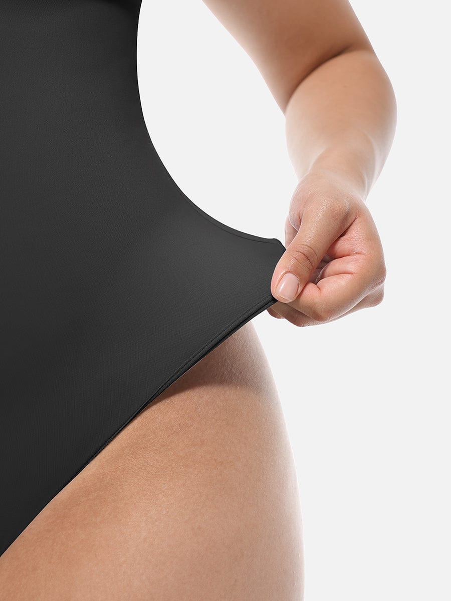 Sleek Square-Neck Short-Sleeve Tummy Control Bodysuit