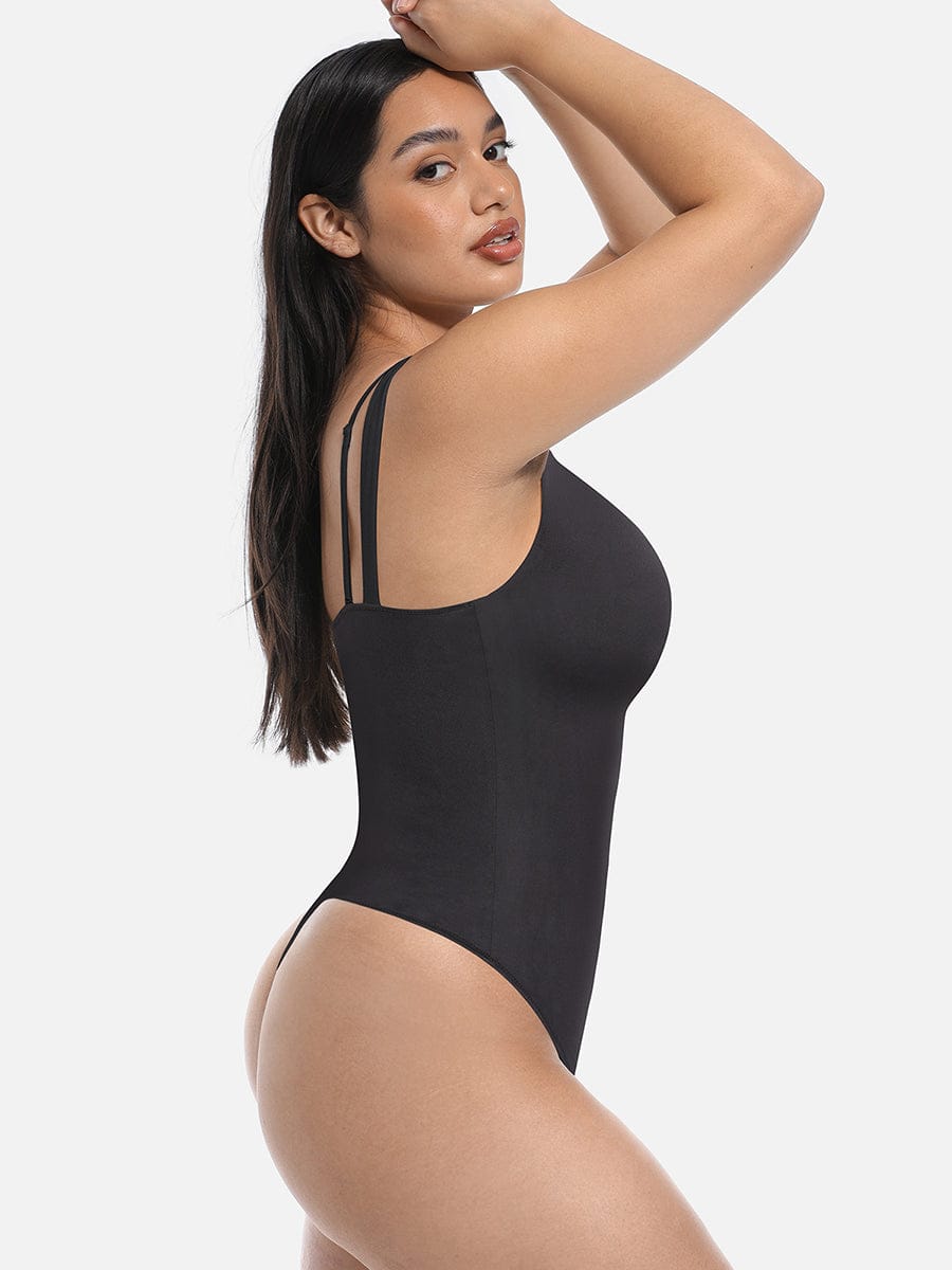 Elegant Lace V-Neck T-Back Shaping Bodysuit Thong
