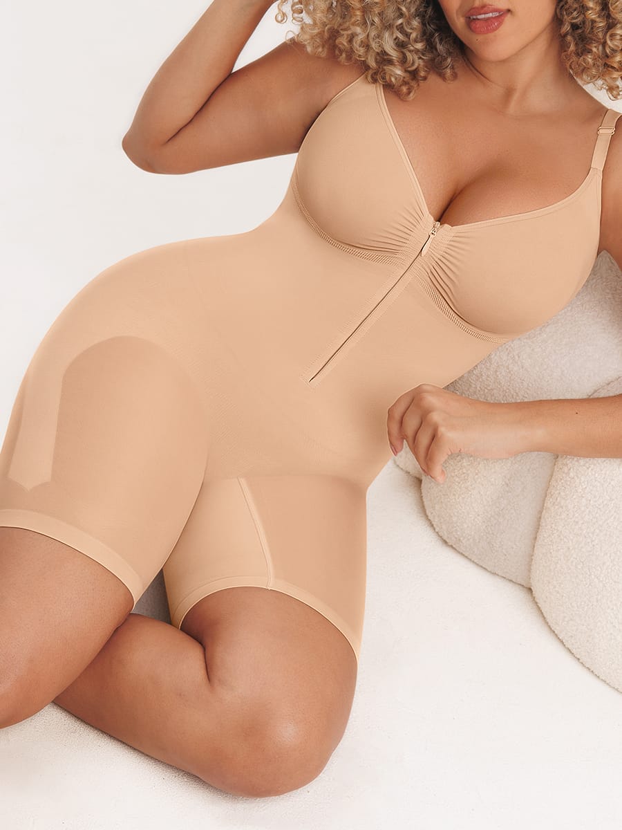 Invisible Zip Seamless Bodysuit: Tummy Control & Butt Lift