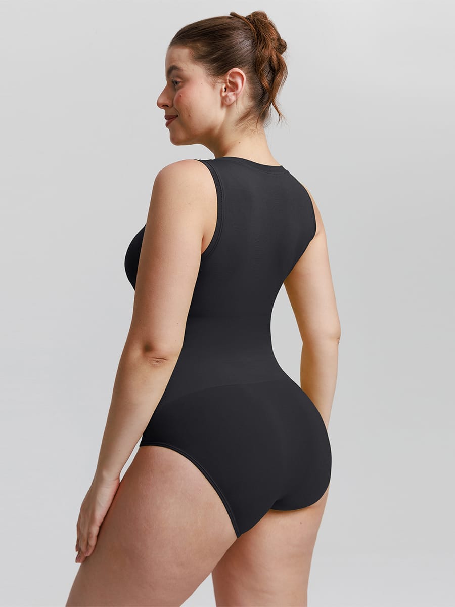 Seamless Comfort Shapewear Bodysuit with Tummy Control & Crew Neck