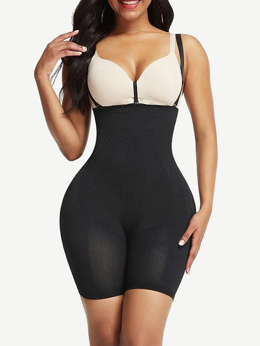 Ultimate Contour Black High-Waisted Shapewear with Secure Bra Clips