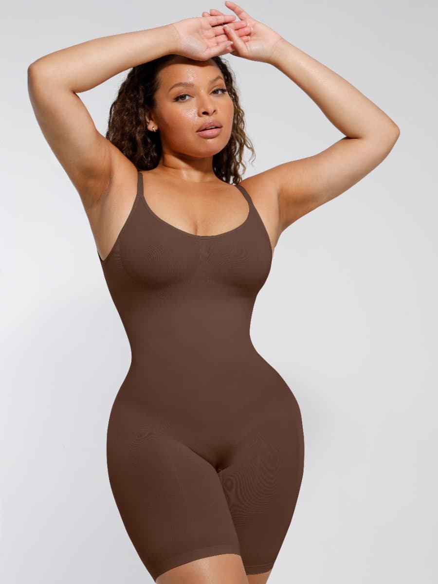 Seamless Open-Back Mid-Thigh Shaper with Chest Support