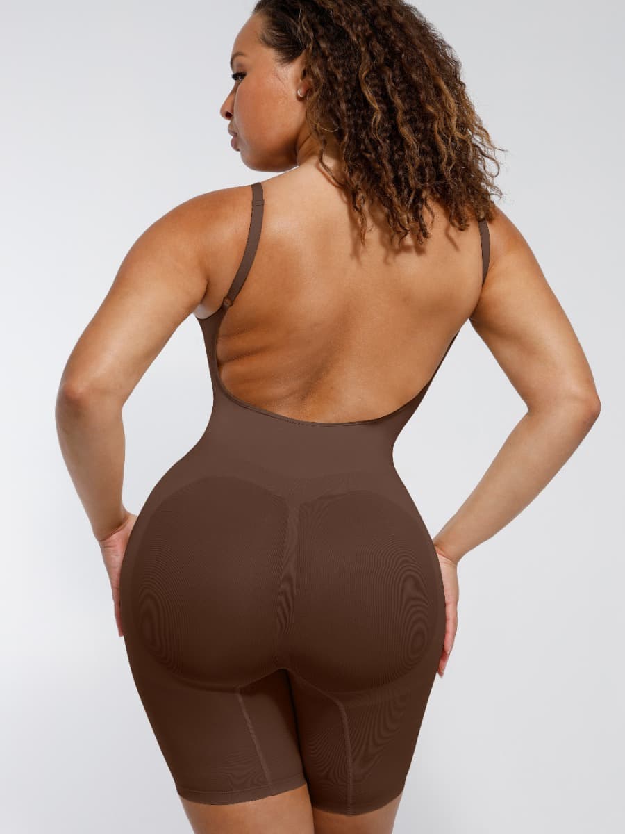 Seamless Open-Back Mid-Thigh Shaper with Chest Support