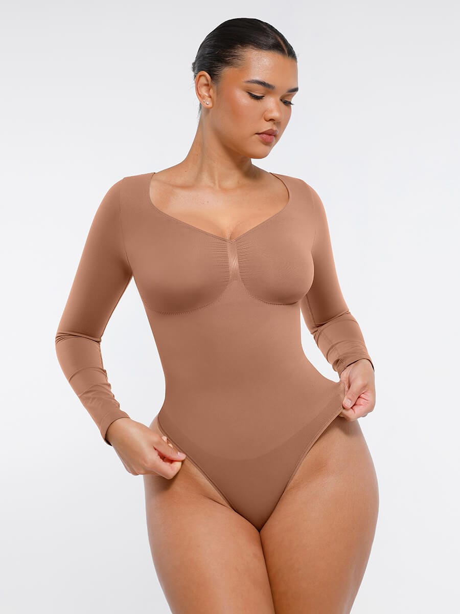 Seamless Long Sleeve Comfort & Control Thong Bodysuit