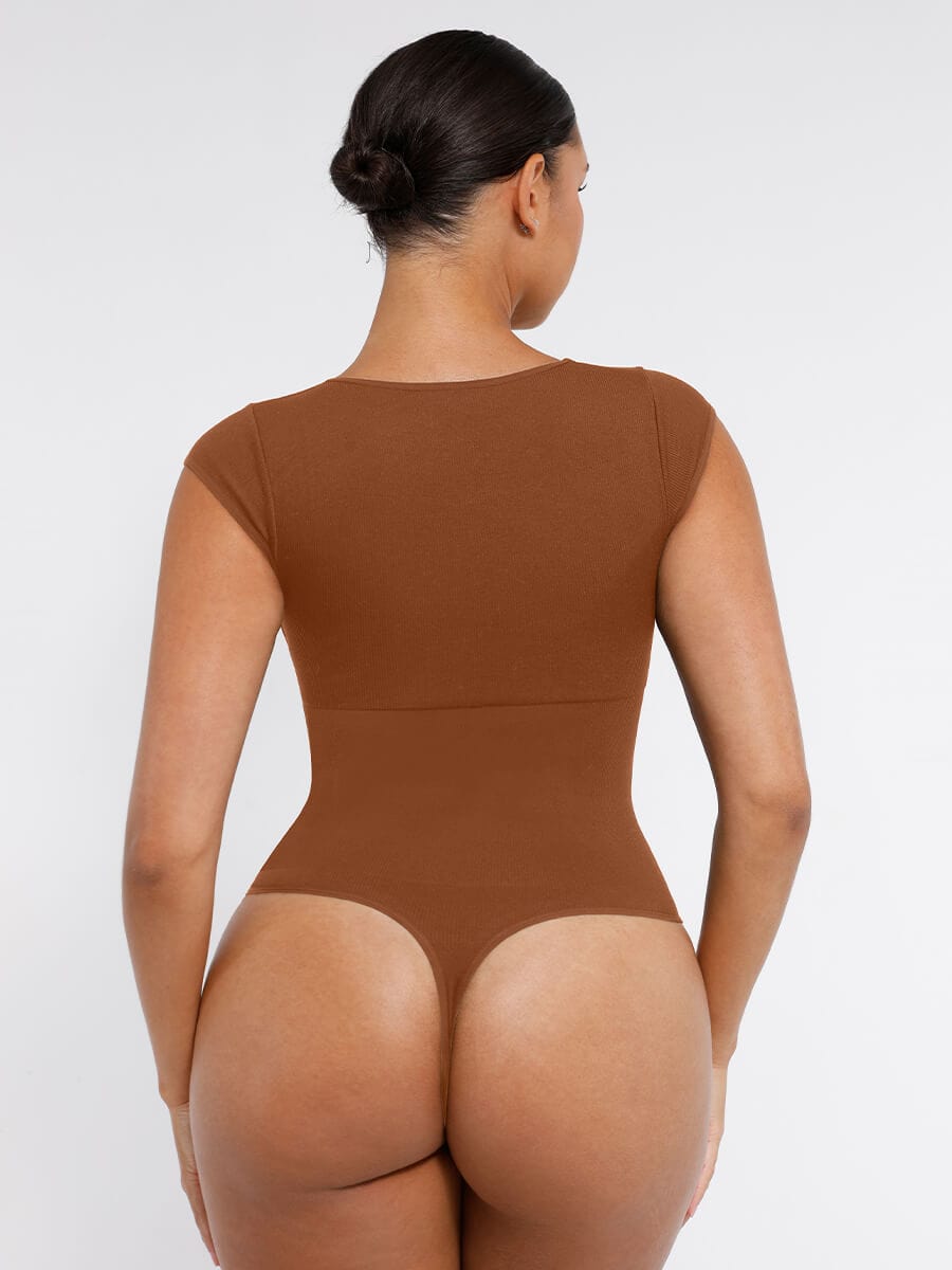 Seamless Deep V Tummy Control Thong Bodysuit