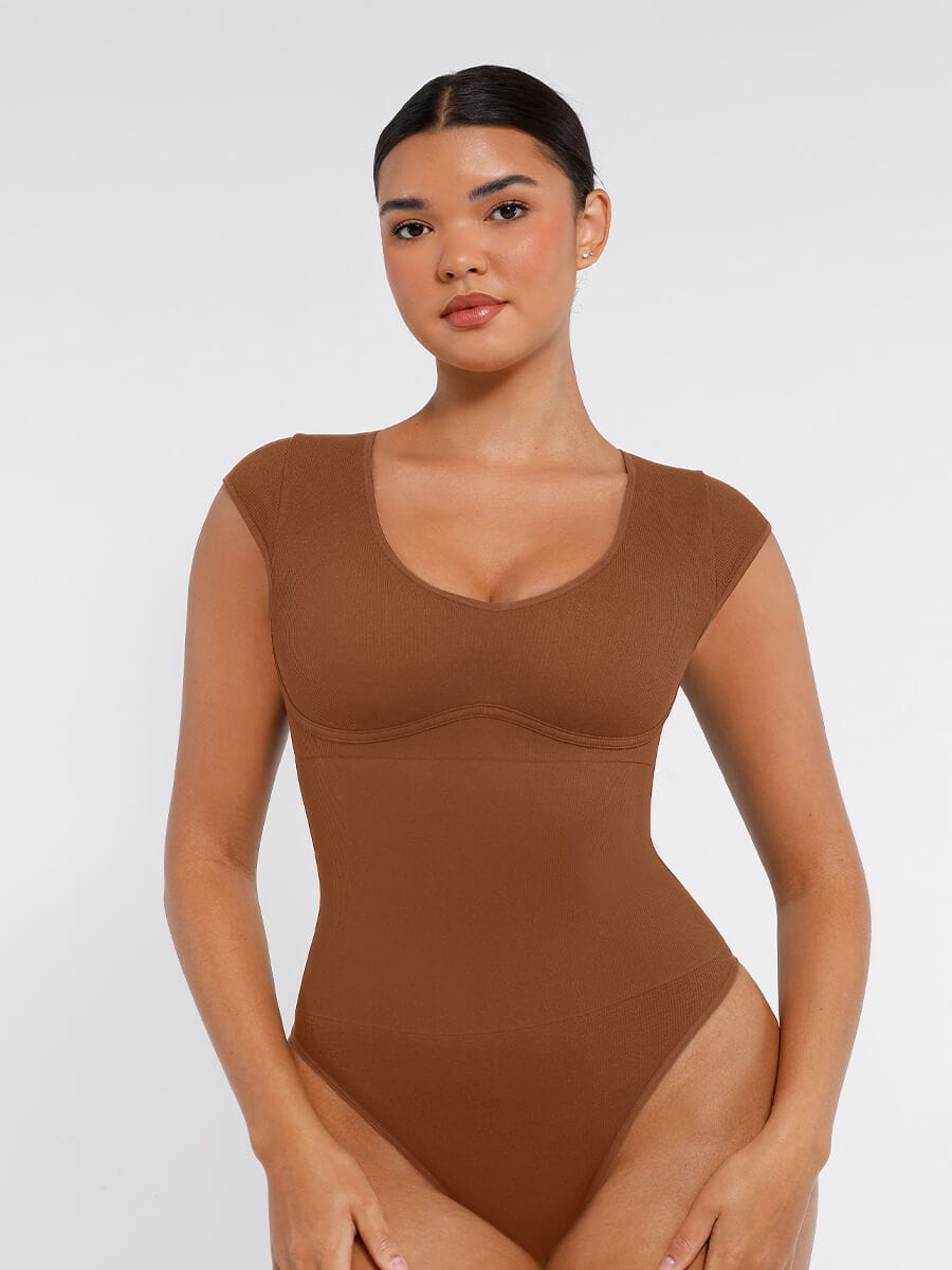Seamless Deep V Tummy Control Thong Bodysuit