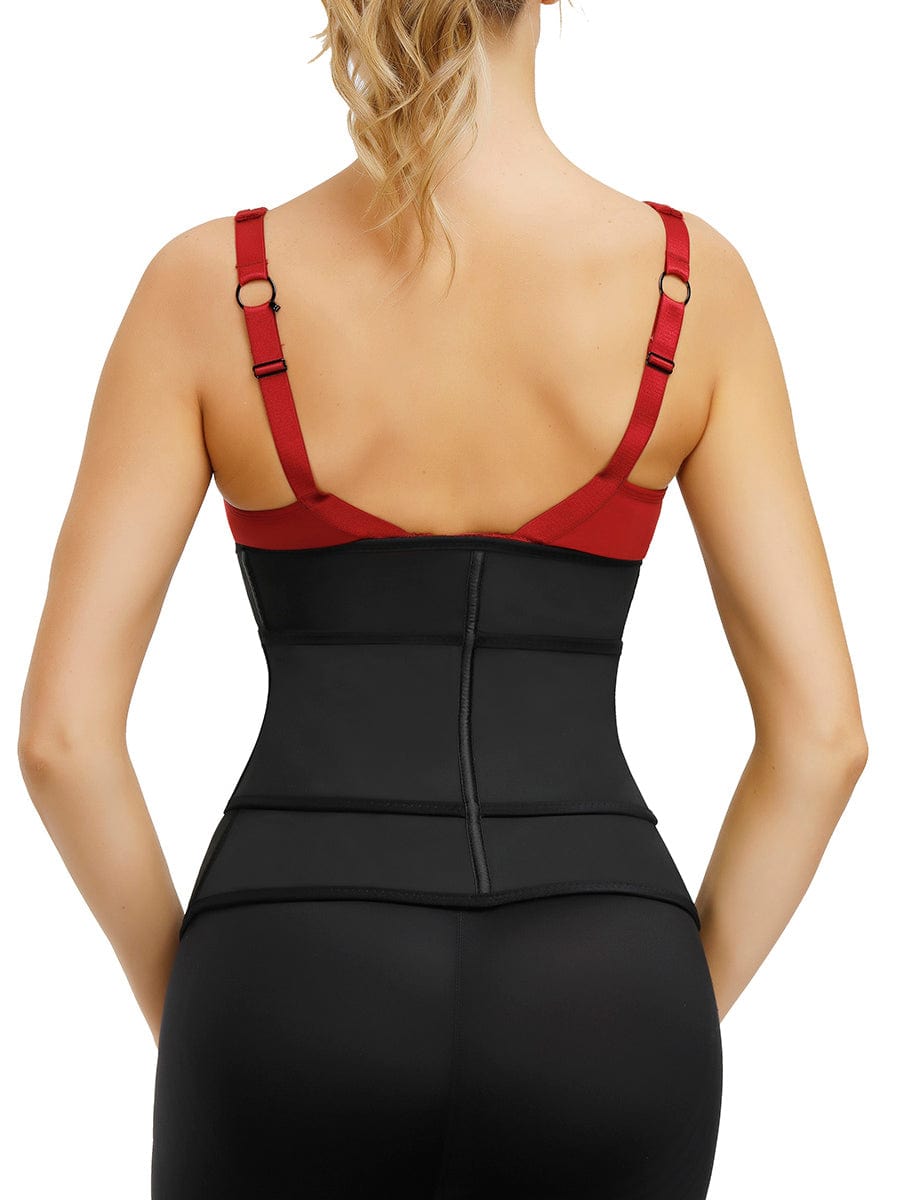 Sleek Black Neoprene Waist Cincher with Adjustable Hooks