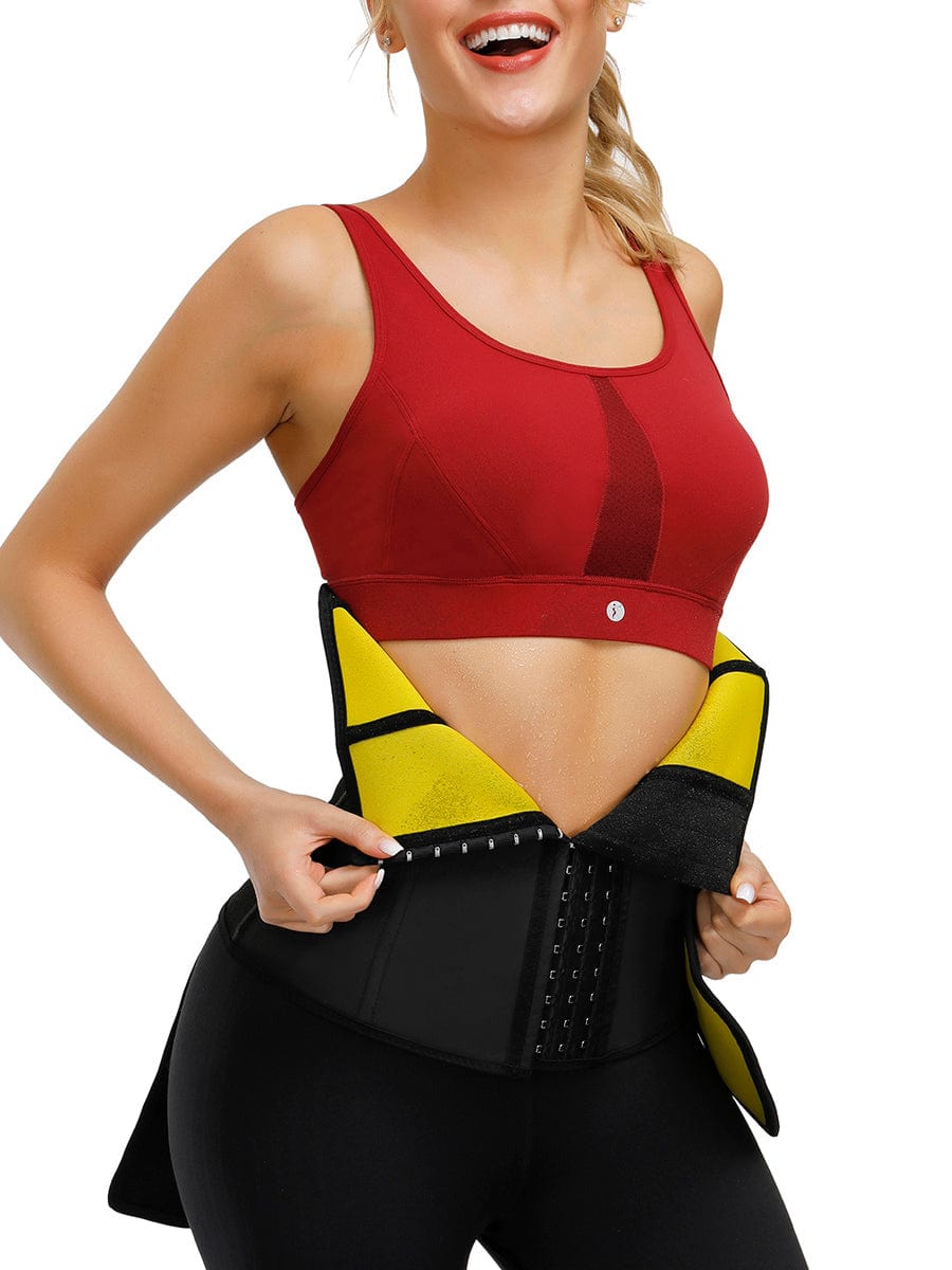 Sleek Black Neoprene Waist Cincher with Adjustable Hooks