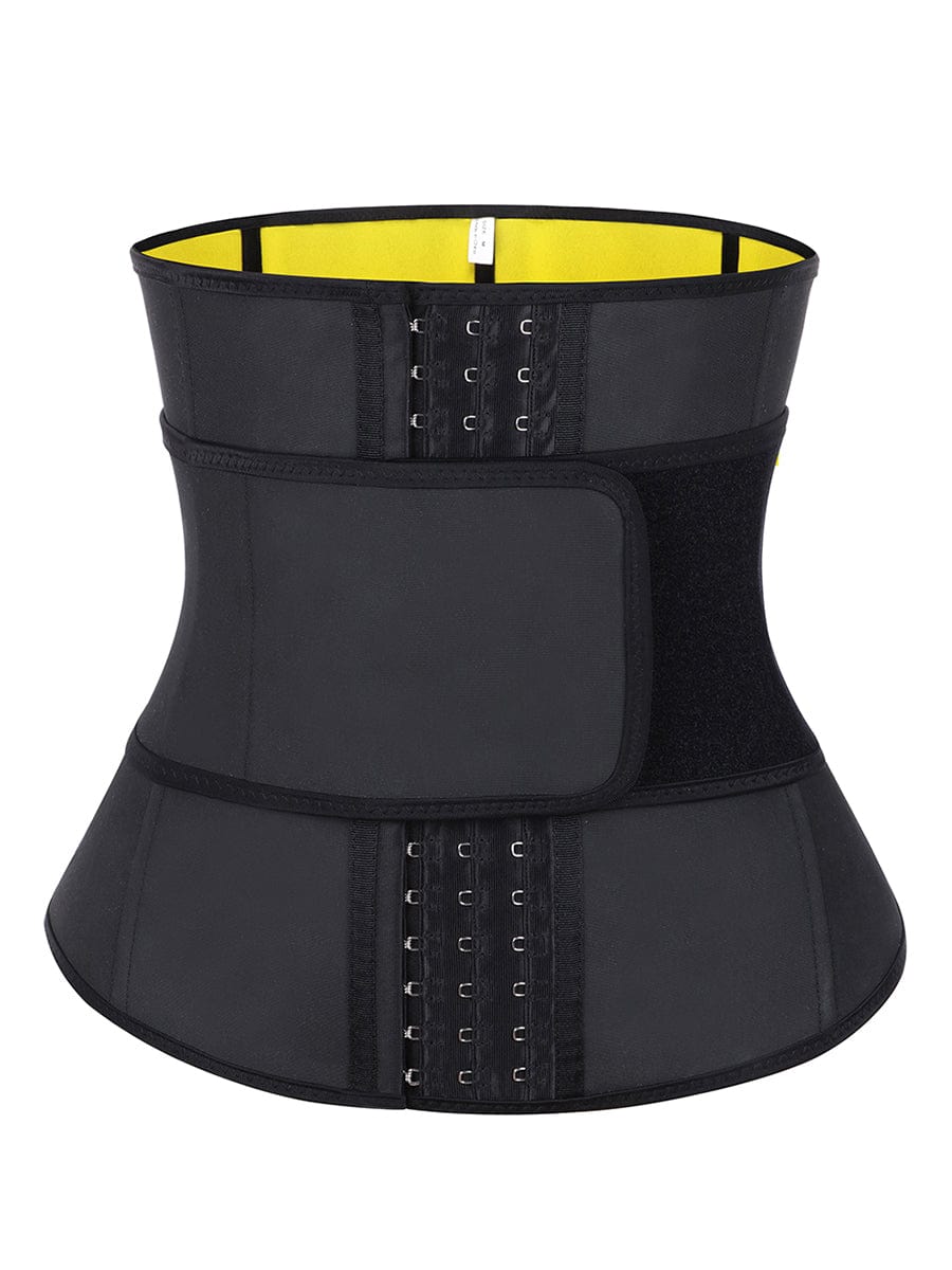 Sleek Black Neoprene Waist Cincher with Adjustable Hooks