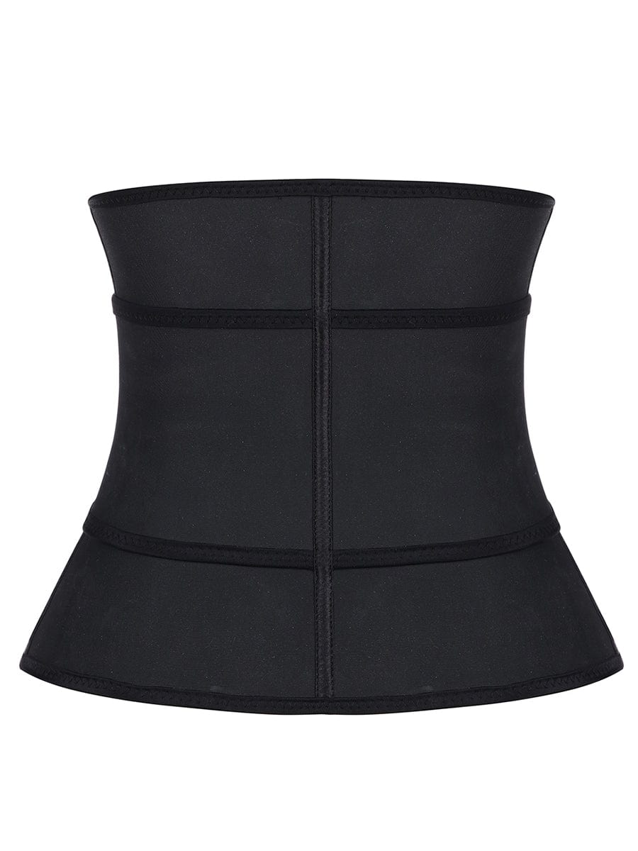 Sleek Black Neoprene Waist Cincher with Adjustable Hooks